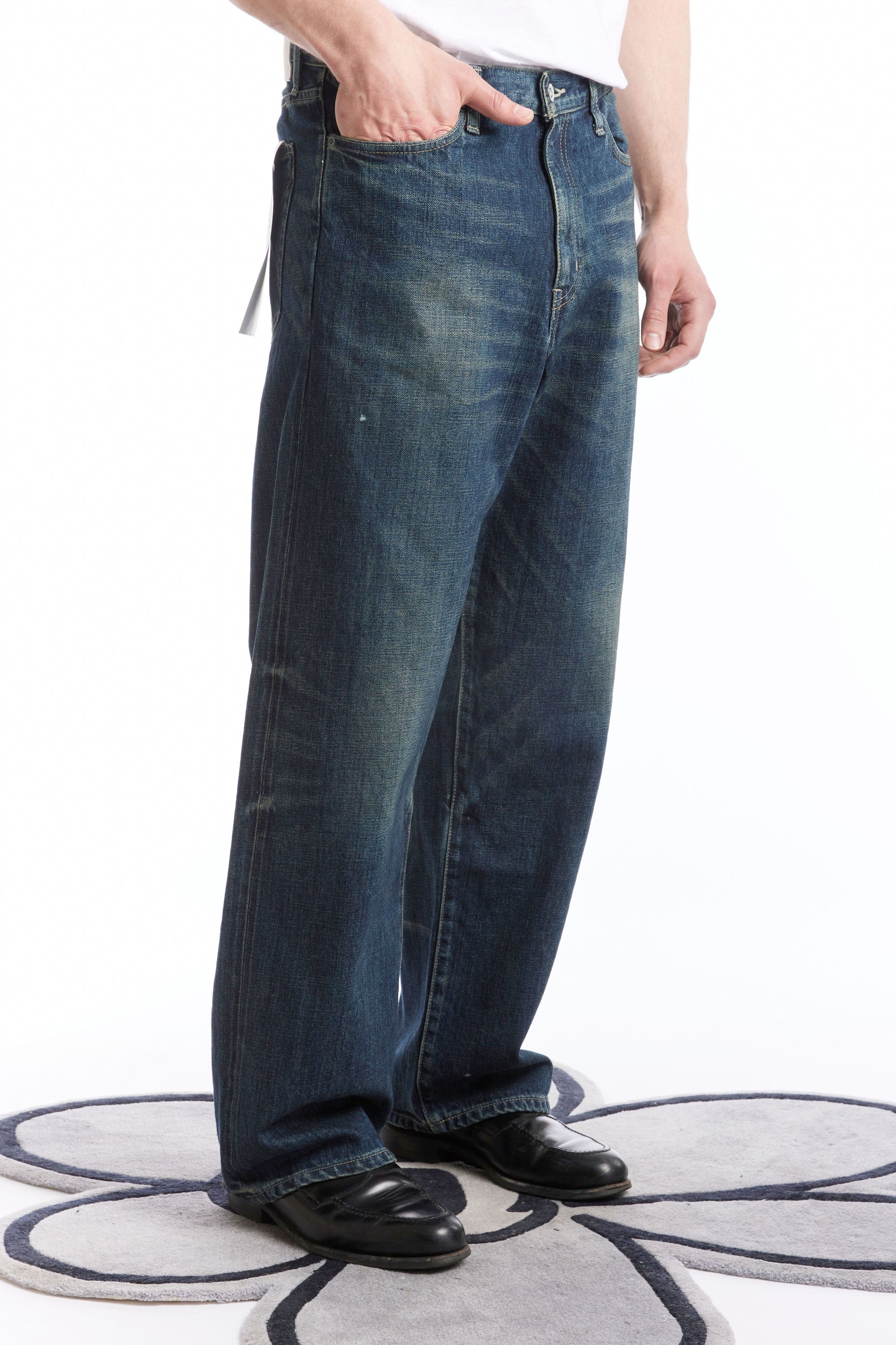 The WASHED DENIM DP WIDE PANTS INDIGO available online with global shipping, and in PAM Stores Melbourne and Sydney.