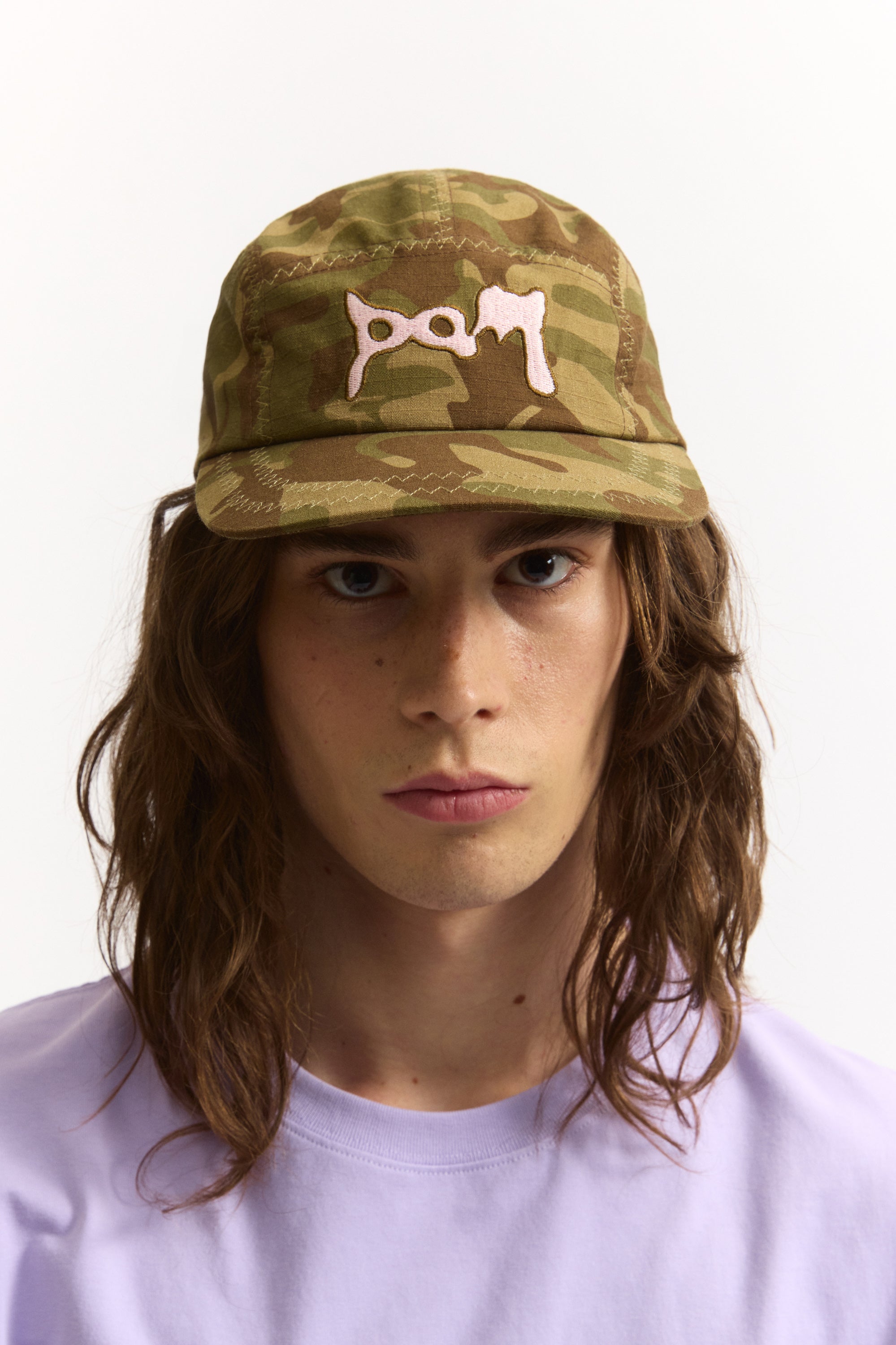 The GARDEN VARIETY CAMO 5 PANEL CAP available online with global shipping, and in PAM Stores Melbourne and Sydney.
