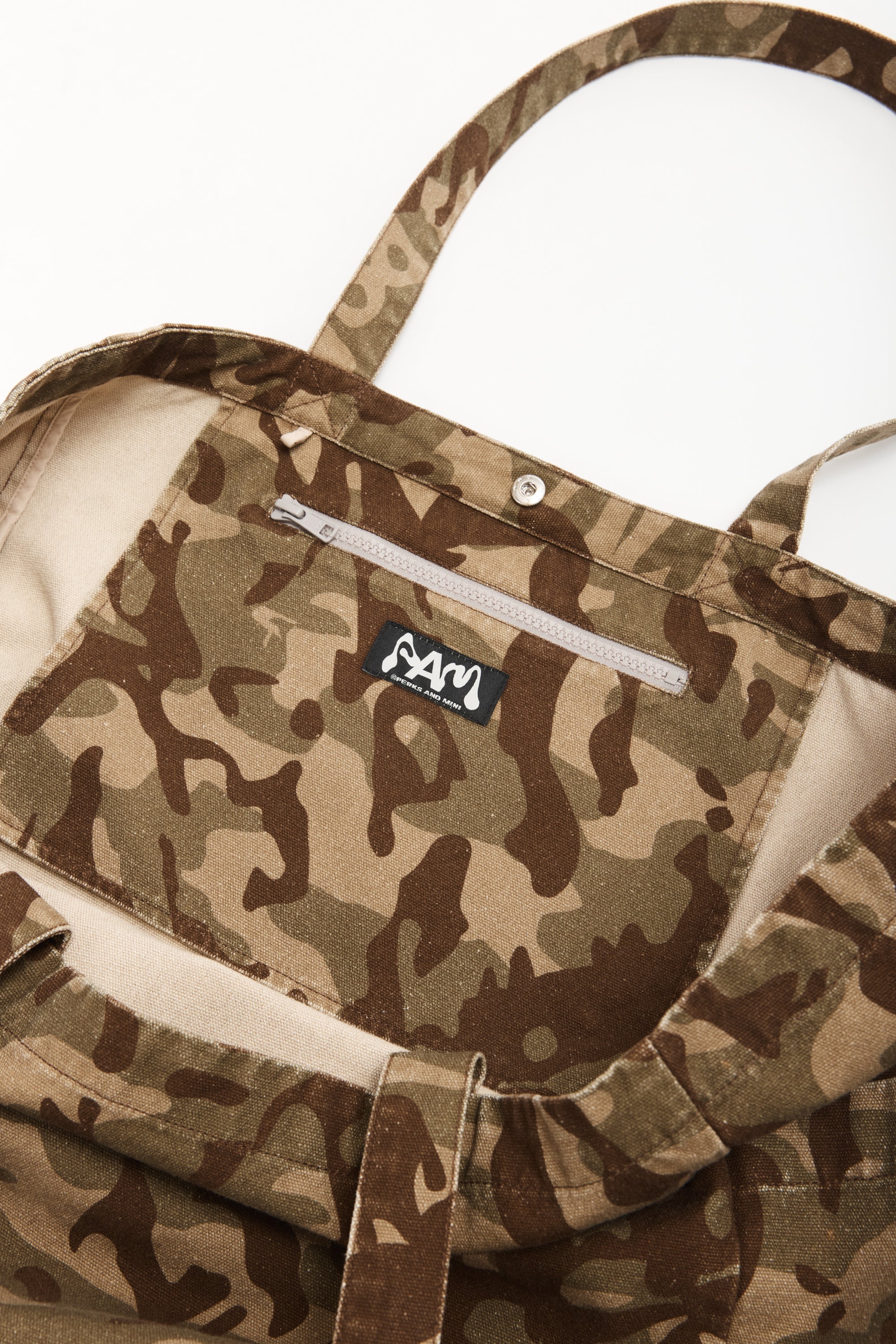 The GARDEN VARIETY CAMO TOTE BAG available online with global shipping, and in PAM Stores Melbourne and Sydney.