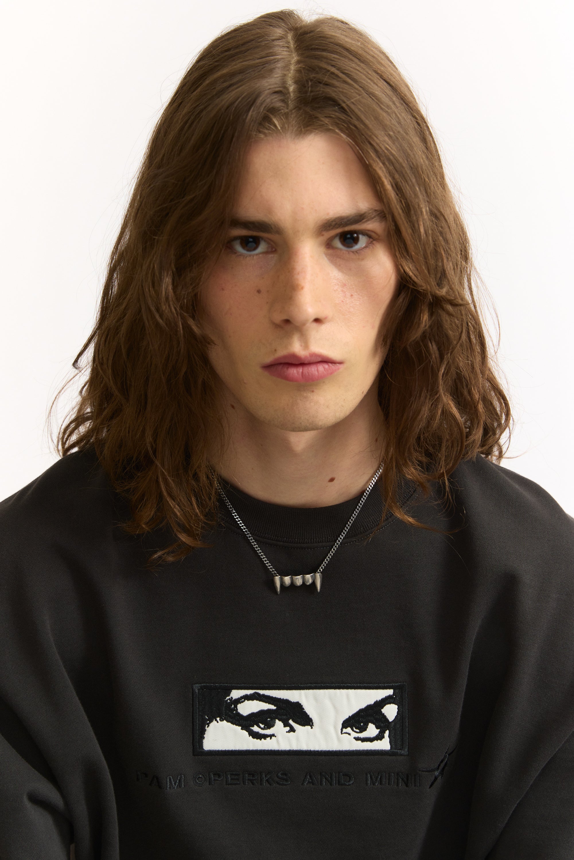 The FANGZ NECKLACE OXIDISED SILVER available online with global shipping, and in PAM Stores Melbourne and Sydney.