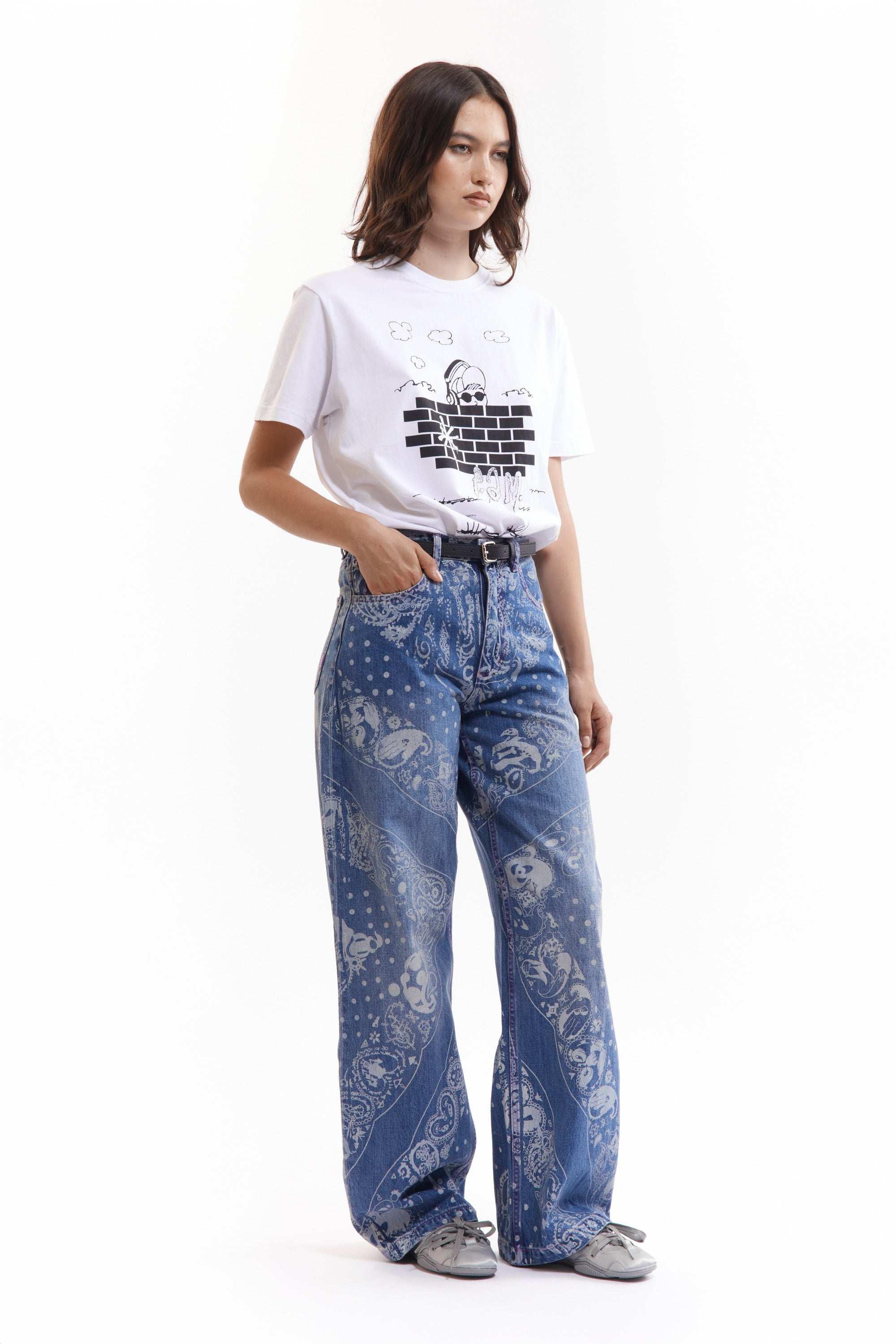 The COCO BANDANA OVER PRINT JEANS available online with global shipping, and in PAM Stores Melbourne and Sydney.