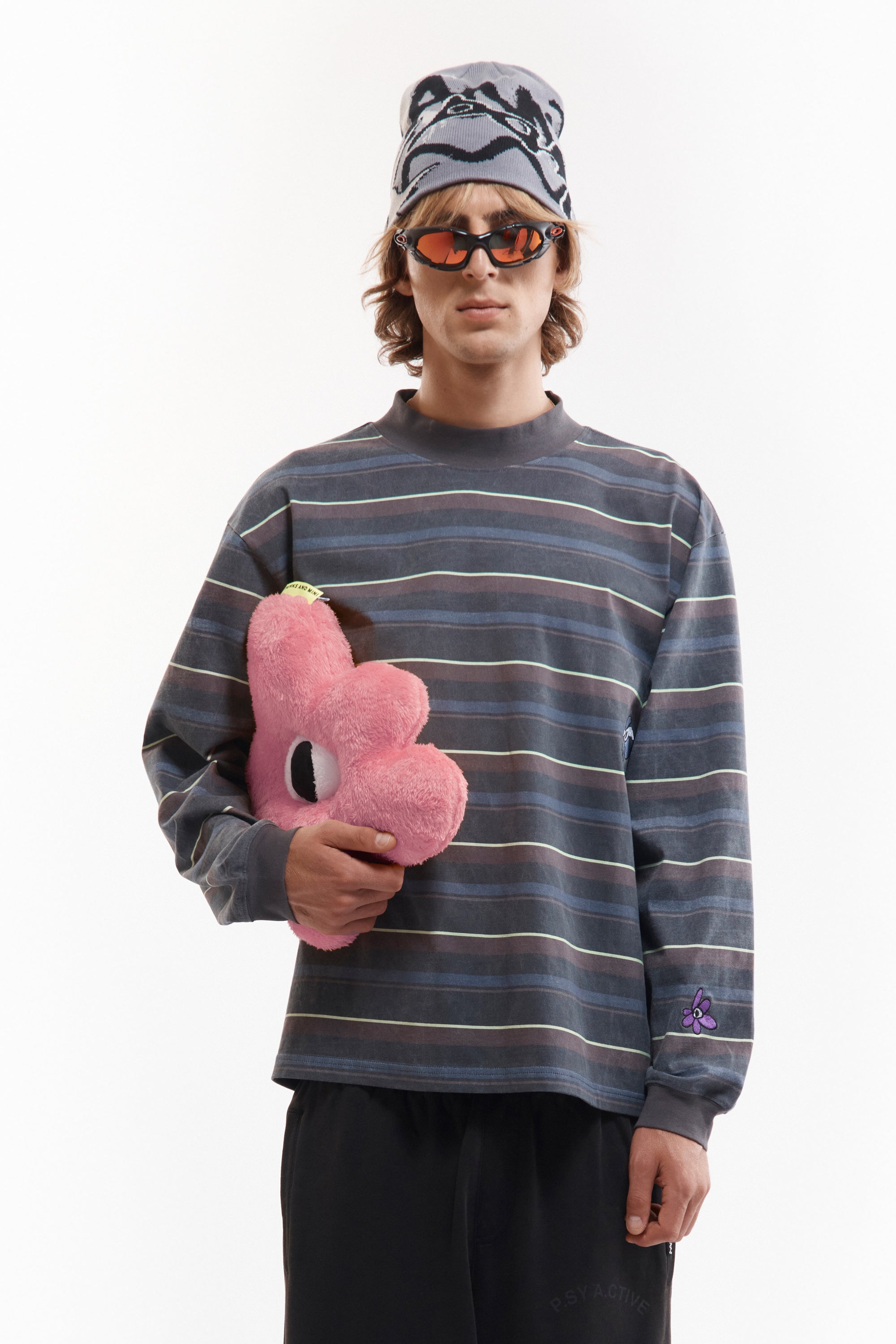 The STRIPED GESTURES MOCK NECK PULLOVER available online with global shipping, and in PAM Stores Melbourne and Sydney.