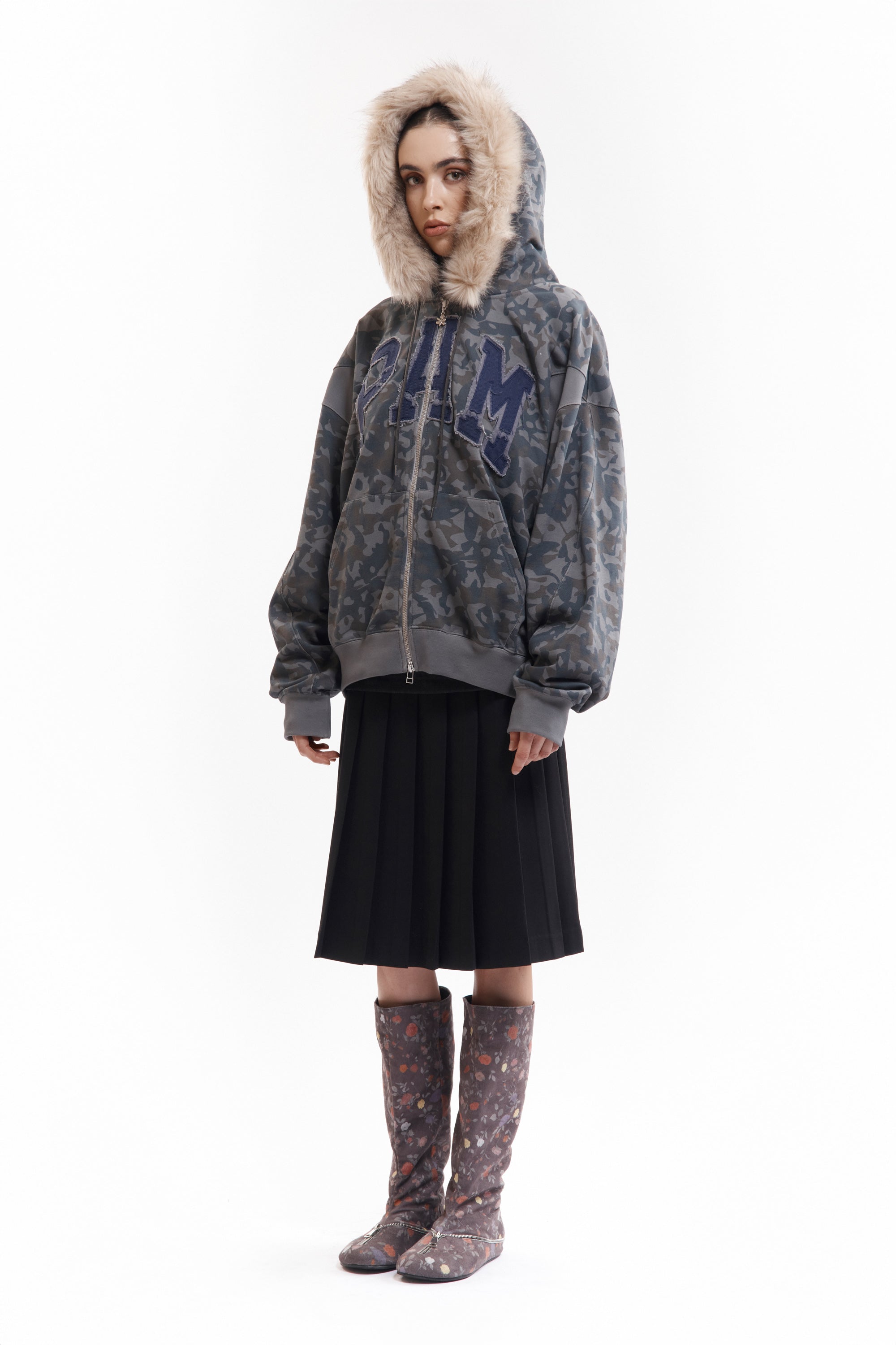 The ABC FUR TRIM HOODED ZIP THRU SWEAT available online with global shipping, and in PAM Stores Melbourne and Sydney.