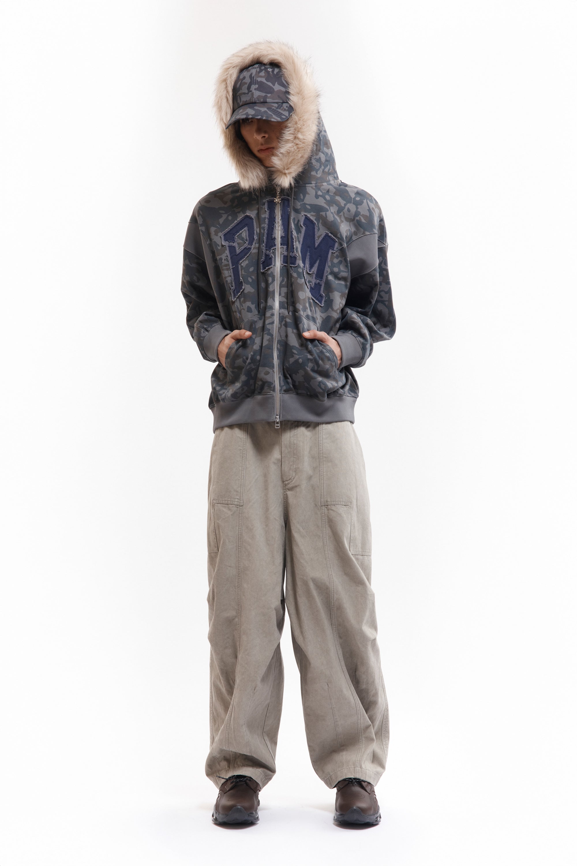 The ABC FUR TRIM HOODED ZIP THRU SWEAT available online with global shipping, and in PAM Stores Melbourne and Sydney.