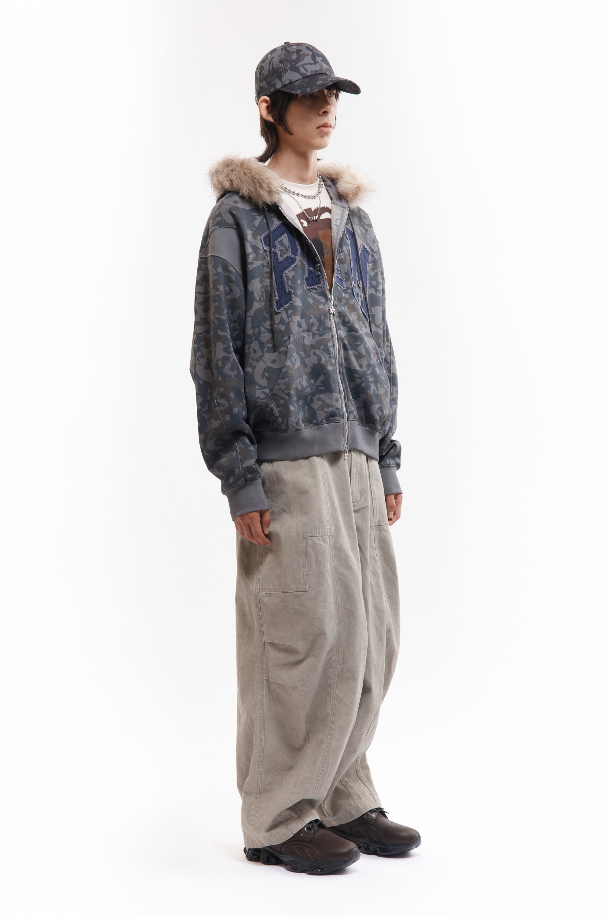 The ABC FUR TRIM HOODED ZIP THRU SWEAT available online with global shipping, and in PAM Stores Melbourne and Sydney.
