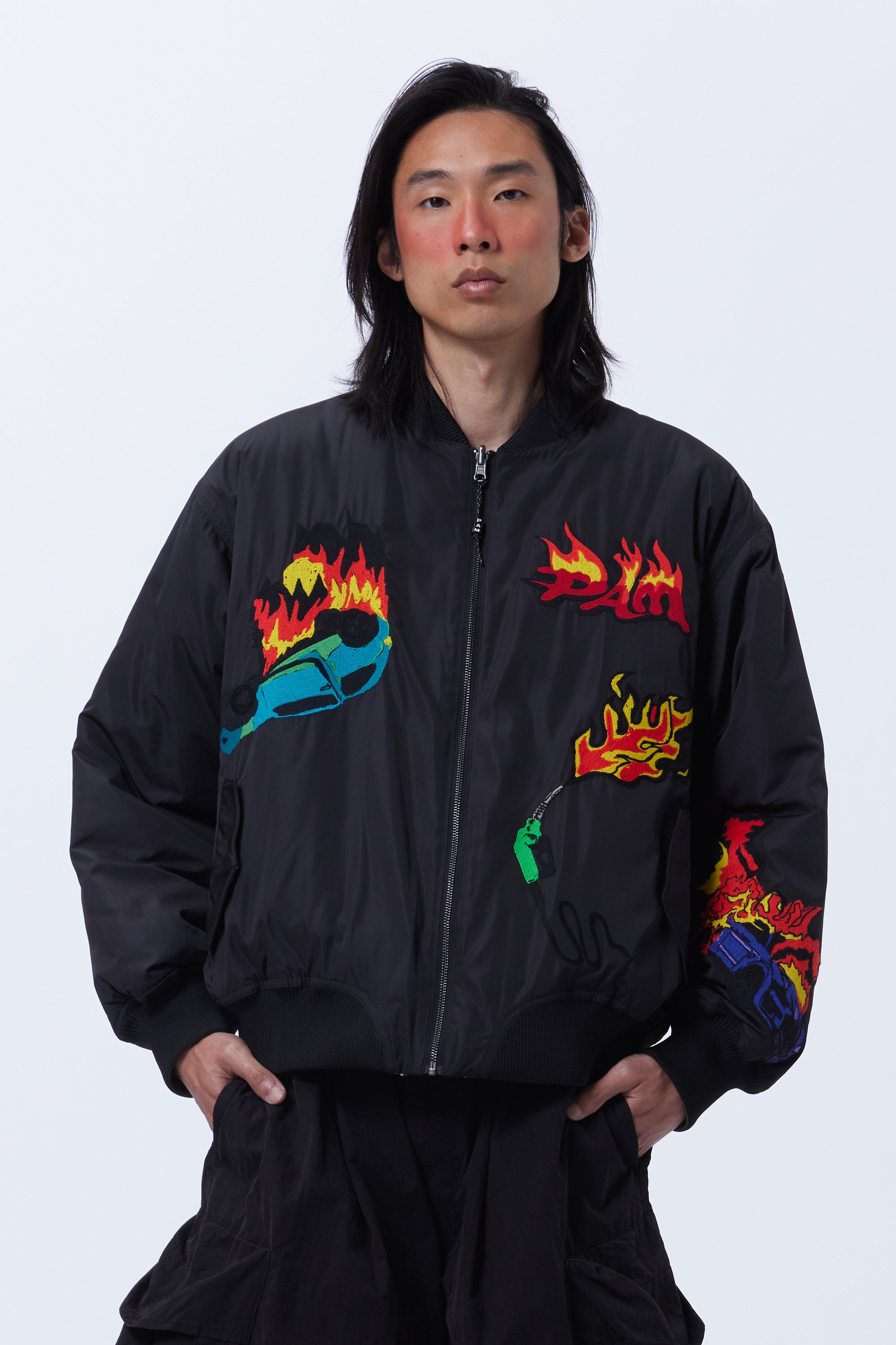 The ENGULFED REVERSIBLE BOMBER JACKET  available online with global shipping, and in PAM Stores Melbourne and Sydney.