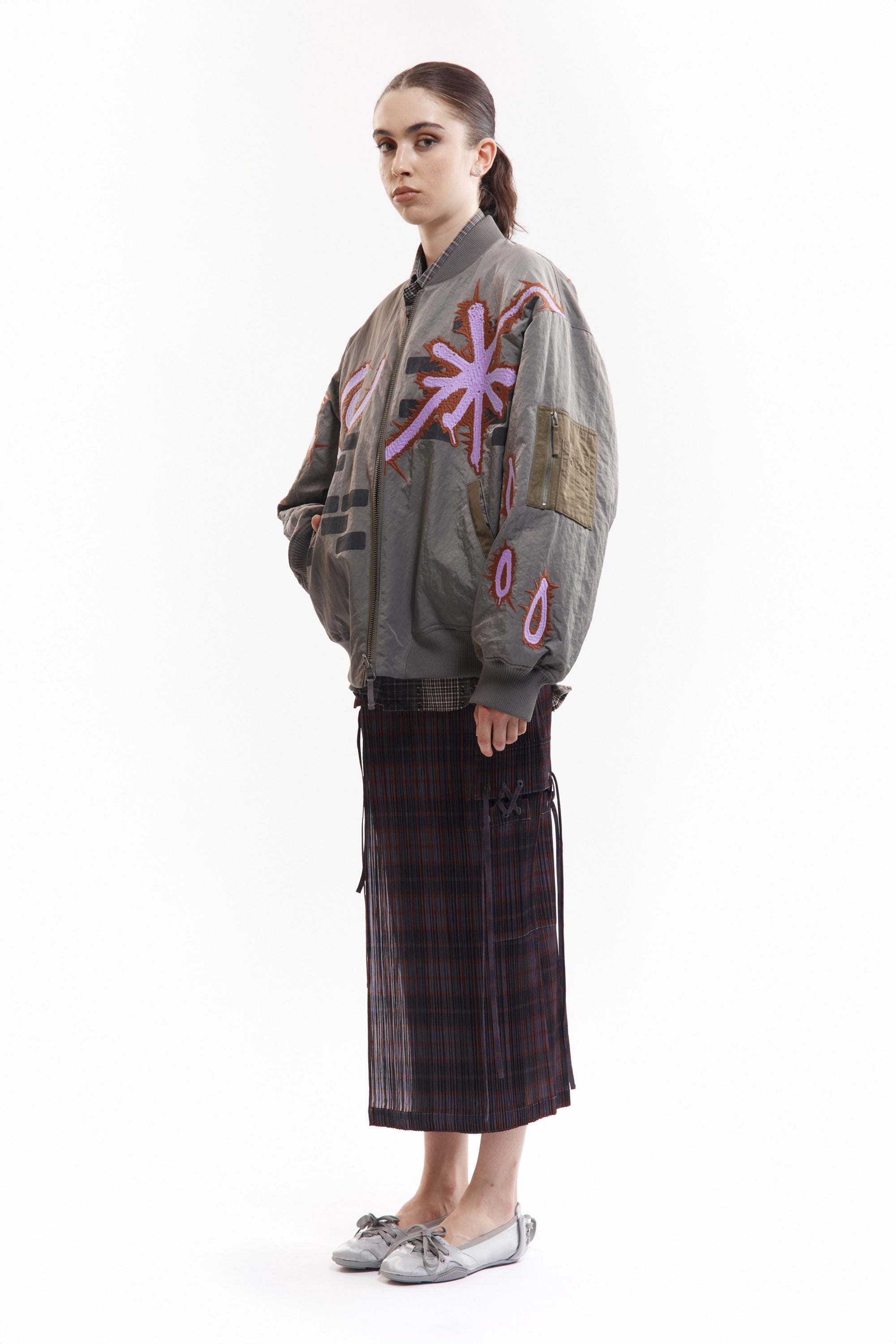 The ADORNED REVERSIBLE BOMBER JACKET available online with global shipping, and in PAM Stores Melbourne and Sydney.
