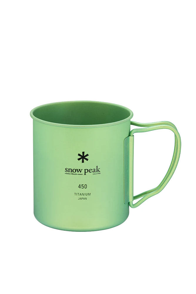 The SNOW PEAK - TITANIUM SINGLE CUP 450 ANODISED GREEN available online with global shipping, and in PAM Stores Melbourne and Sydney.