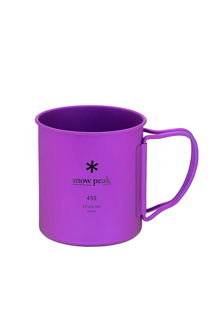 The SNOW PEAK - TITANIUM SINGLE CUP 450 ANODISED PURPLE available online with global shipping, and in PAM Stores Melbourne and Sydney.