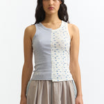 The SMOKE AND MIRRORS SPLIT RACER TANK available online with global shipping, and in PAM Stores Melbourne and Sydney.