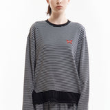 The AMASS STRIPED RUFFLE LS TOP available online with global shipping, and in PAM Stores Melbourne and Sydney.