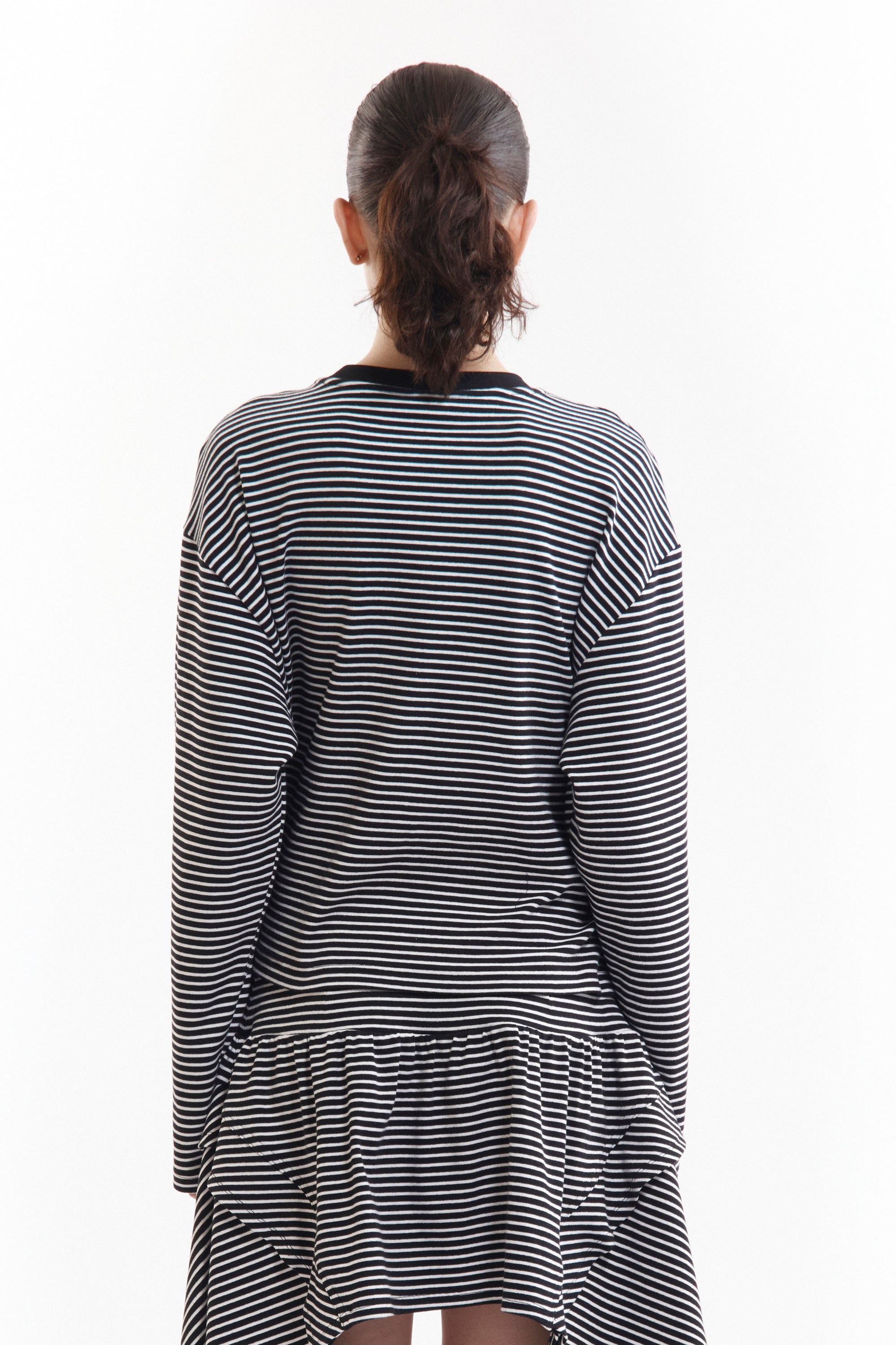 The AMASS STRIPED RUFFLE LS TOP available online with global shipping, and in PAM Stores Melbourne and Sydney.