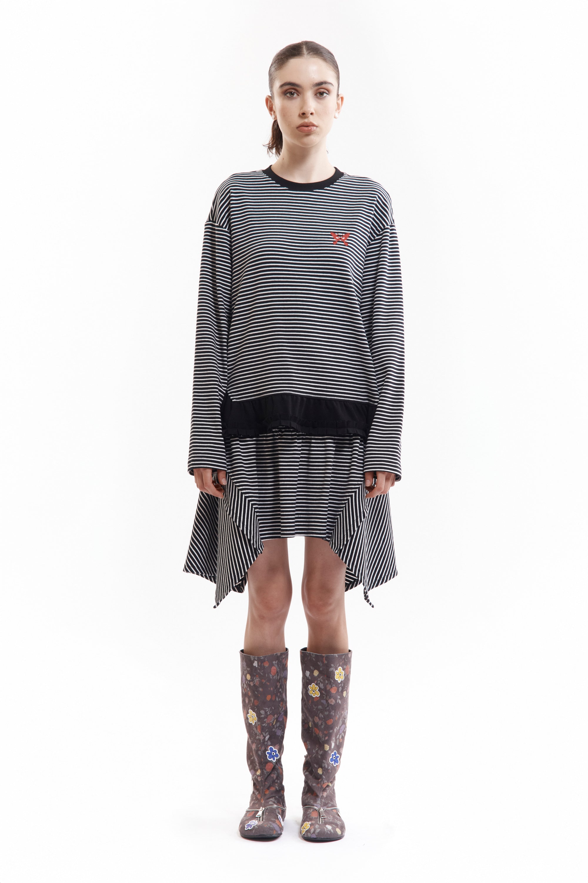 The AMASS STRIPED RUFFLE LS TOP available online with global shipping, and in PAM Stores Melbourne and Sydney.