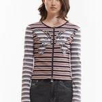 The LINE WALK STRIPED CARDIGAN available online with global shipping, and in PAM Stores Melbourne and Sydney.