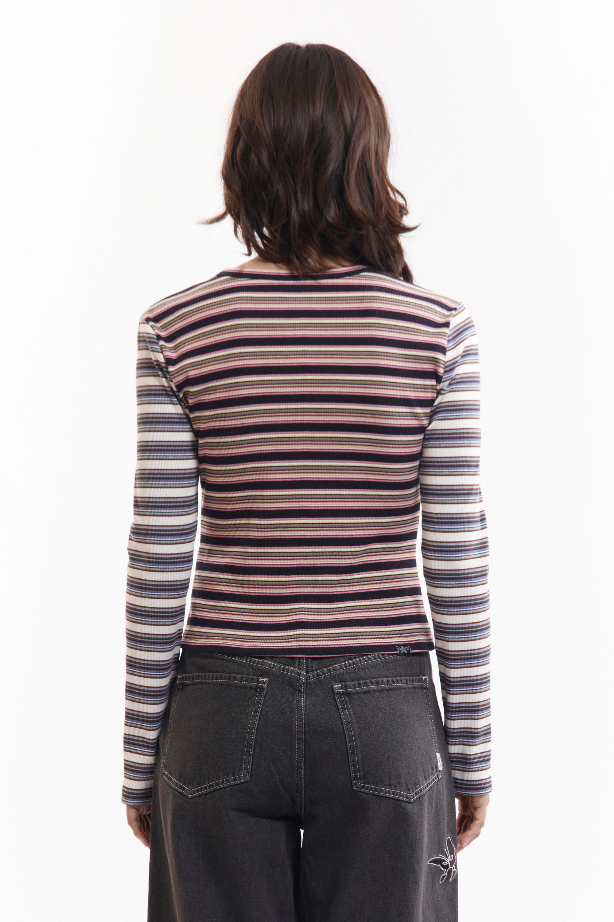 The LINE WALK STRIPED CARDIGAN available online with global shipping, and in PAM Stores Melbourne and Sydney.