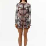 LINE WALK RUFFLE STRIPE SHORTS