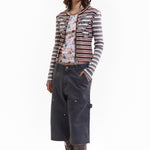 The LINE WALK STRIPED CARDIGAN available online with global shipping, and in PAM Stores Melbourne and Sydney.