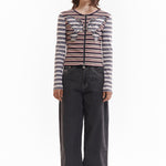 The LINE WALK STRIPED CARDIGAN available online with global shipping, and in PAM Stores Melbourne and Sydney.