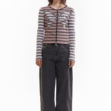 The LINE WALK STRIPED CARDIGAN available online with global shipping, and in PAM Stores Melbourne and Sydney.