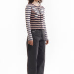 The LINE WALK STRIPED CARDIGAN available online with global shipping, and in PAM Stores Melbourne and Sydney.