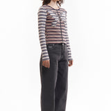 The LINE WALK STRIPED CARDIGAN available online with global shipping, and in PAM Stores Melbourne and Sydney.