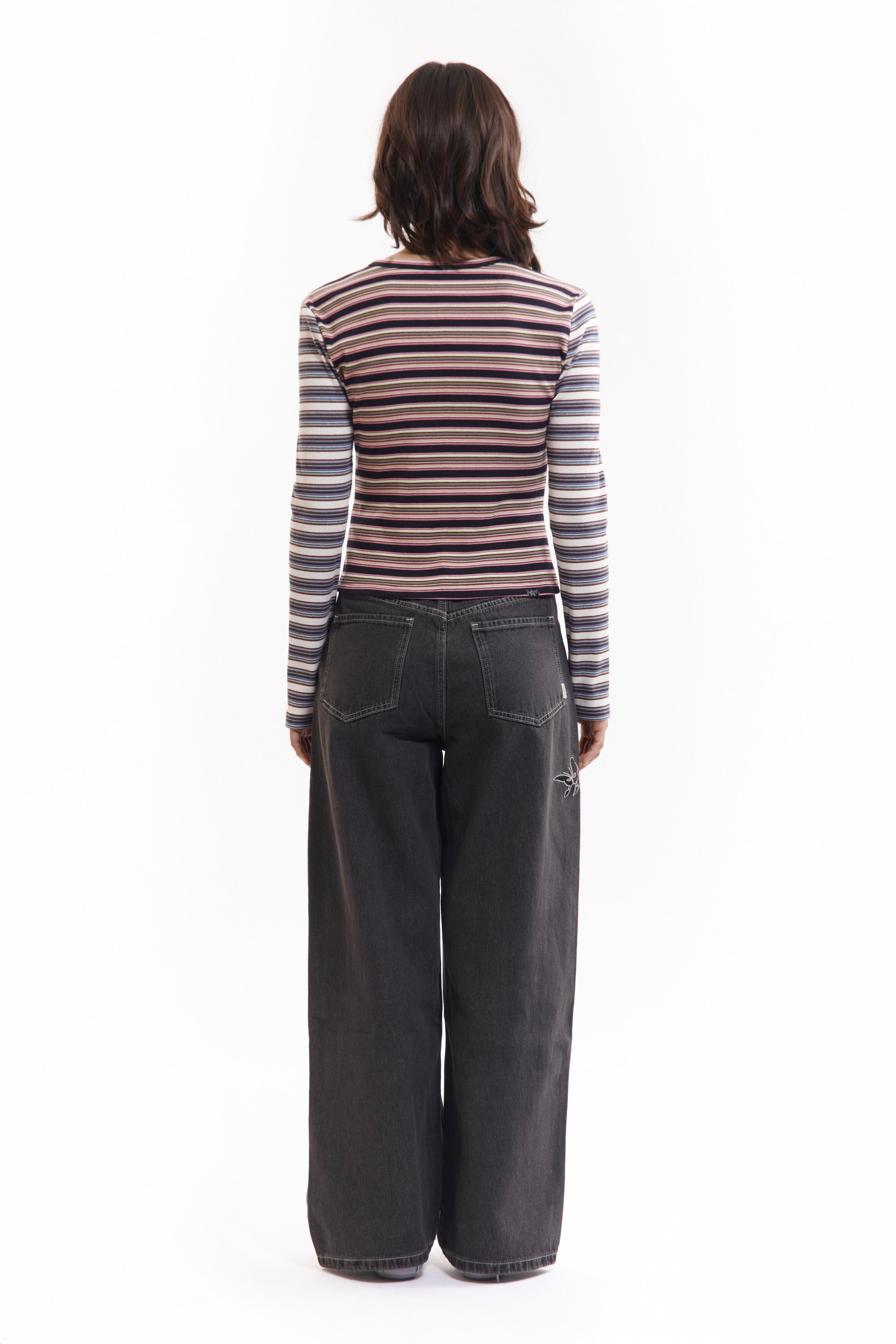 The LINE WALK STRIPED CARDIGAN available online with global shipping, and in PAM Stores Melbourne and Sydney.