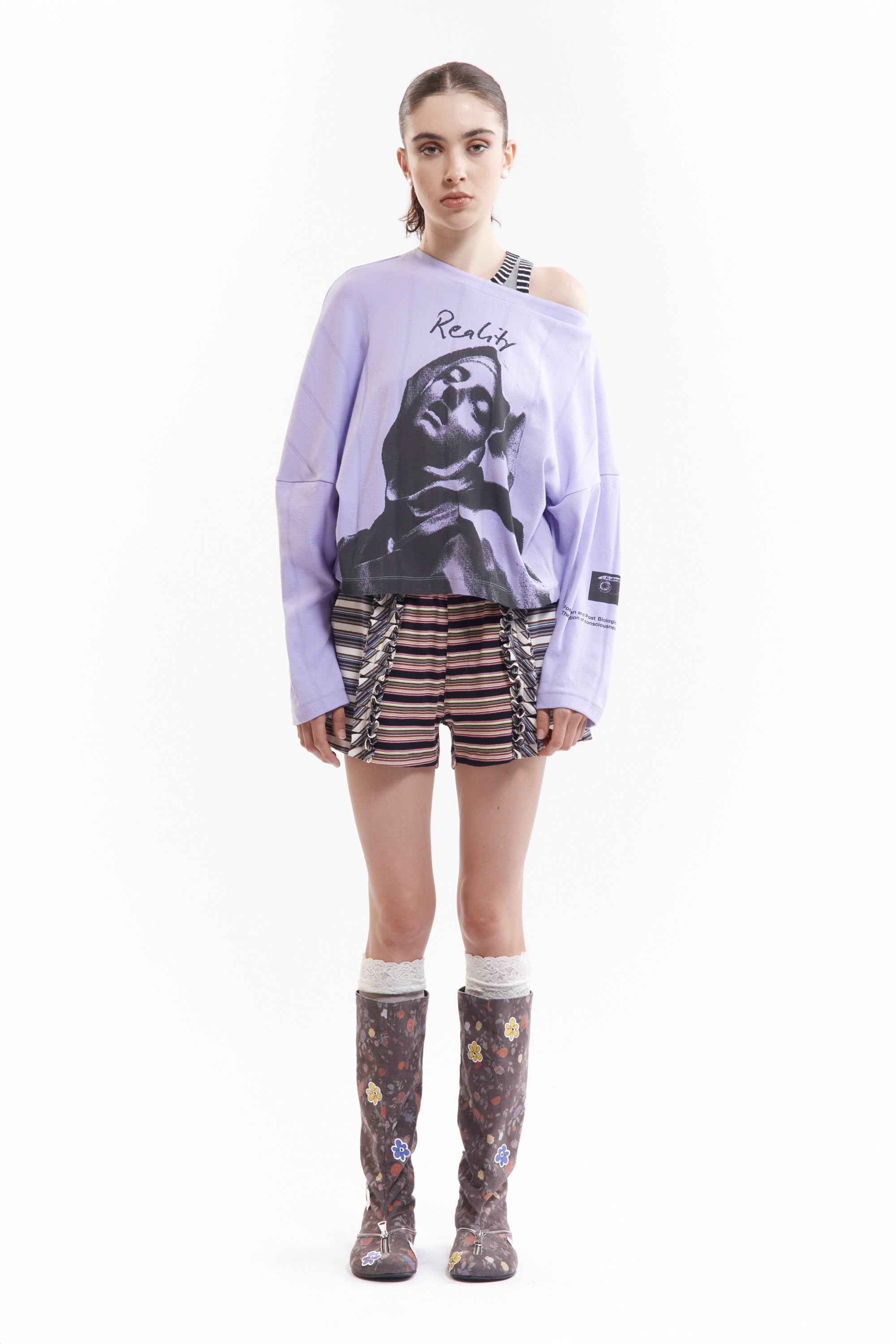 The LINE WALK RUFFLE STRIPE SHORTS available online with global shipping, and in PAM Stores Melbourne and Sydney.