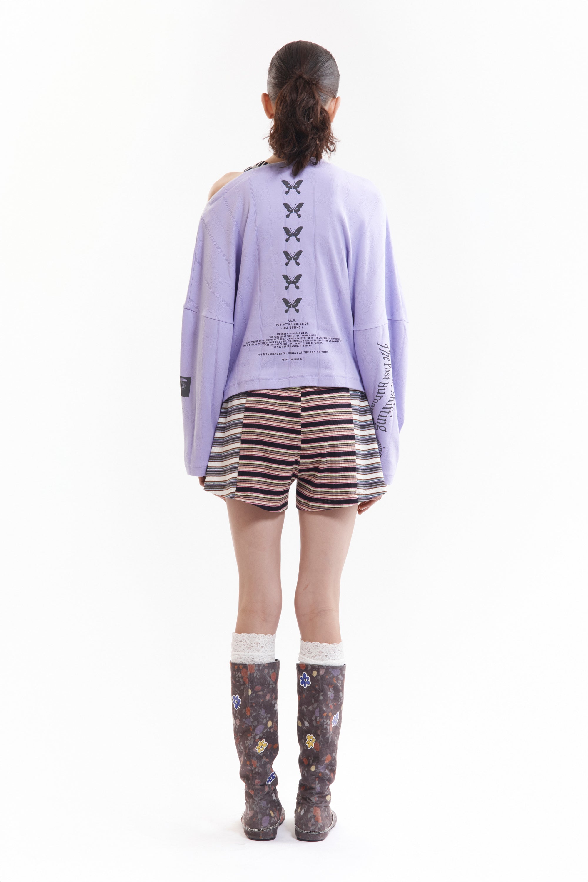 The LINE WALK RUFFLE STRIPE SHORTS available online with global shipping, and in PAM Stores Melbourne and Sydney.