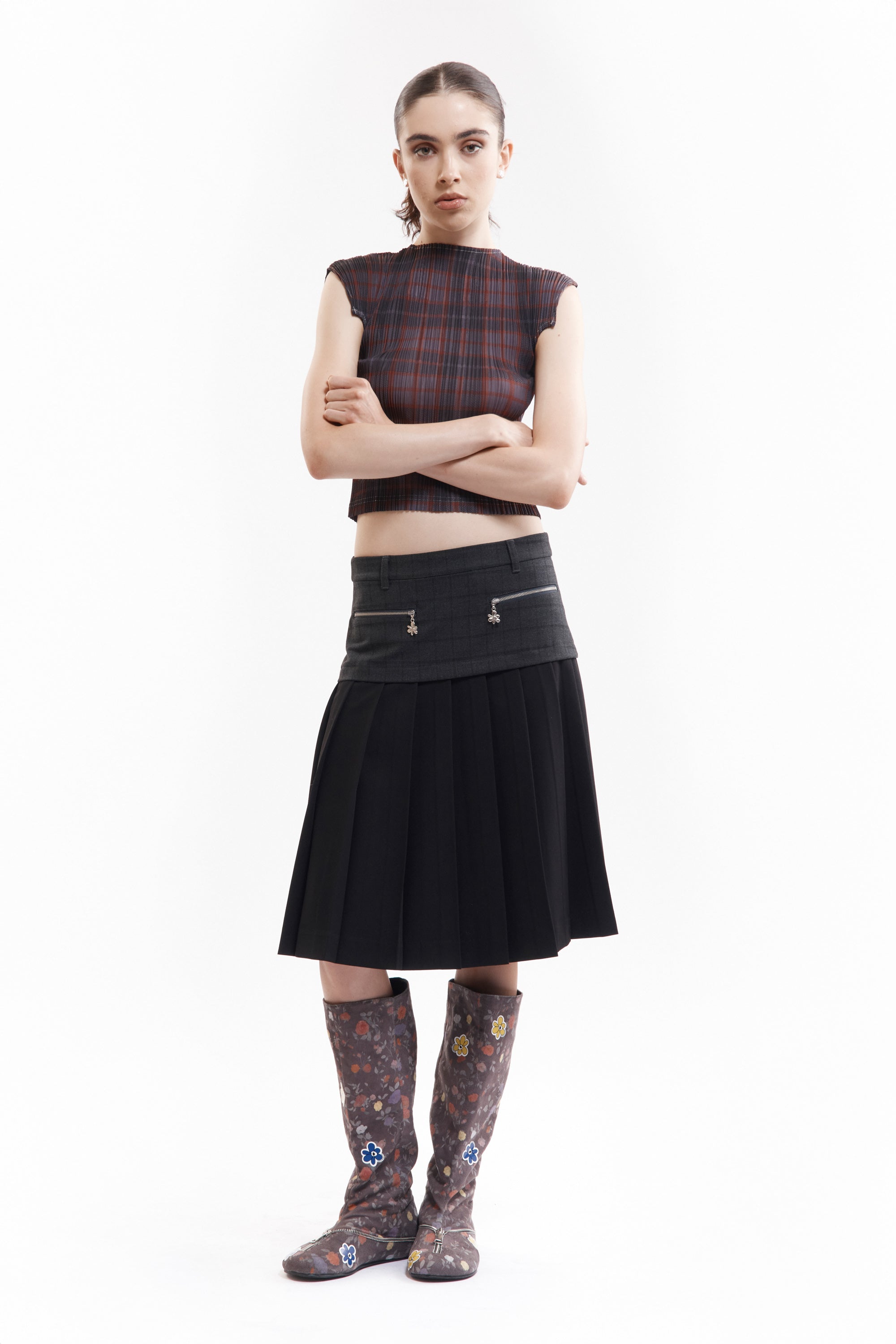 The SPIRAL JETTY PLEAT SKIRT available online with global shipping, and in PAM Stores Melbourne and Sydney.