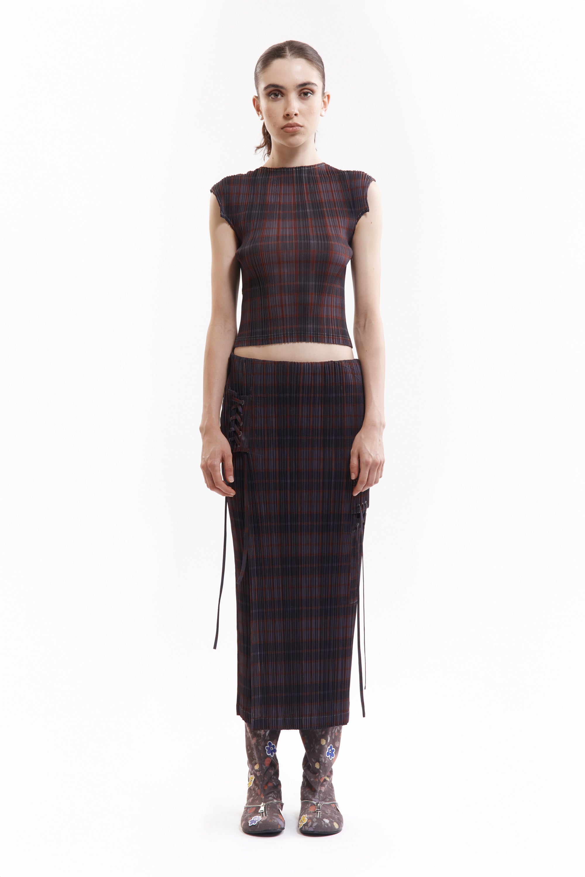 The BODHI PLEATED LONG SKIRT available online with global shipping, and in PAM Stores Melbourne and Sydney.