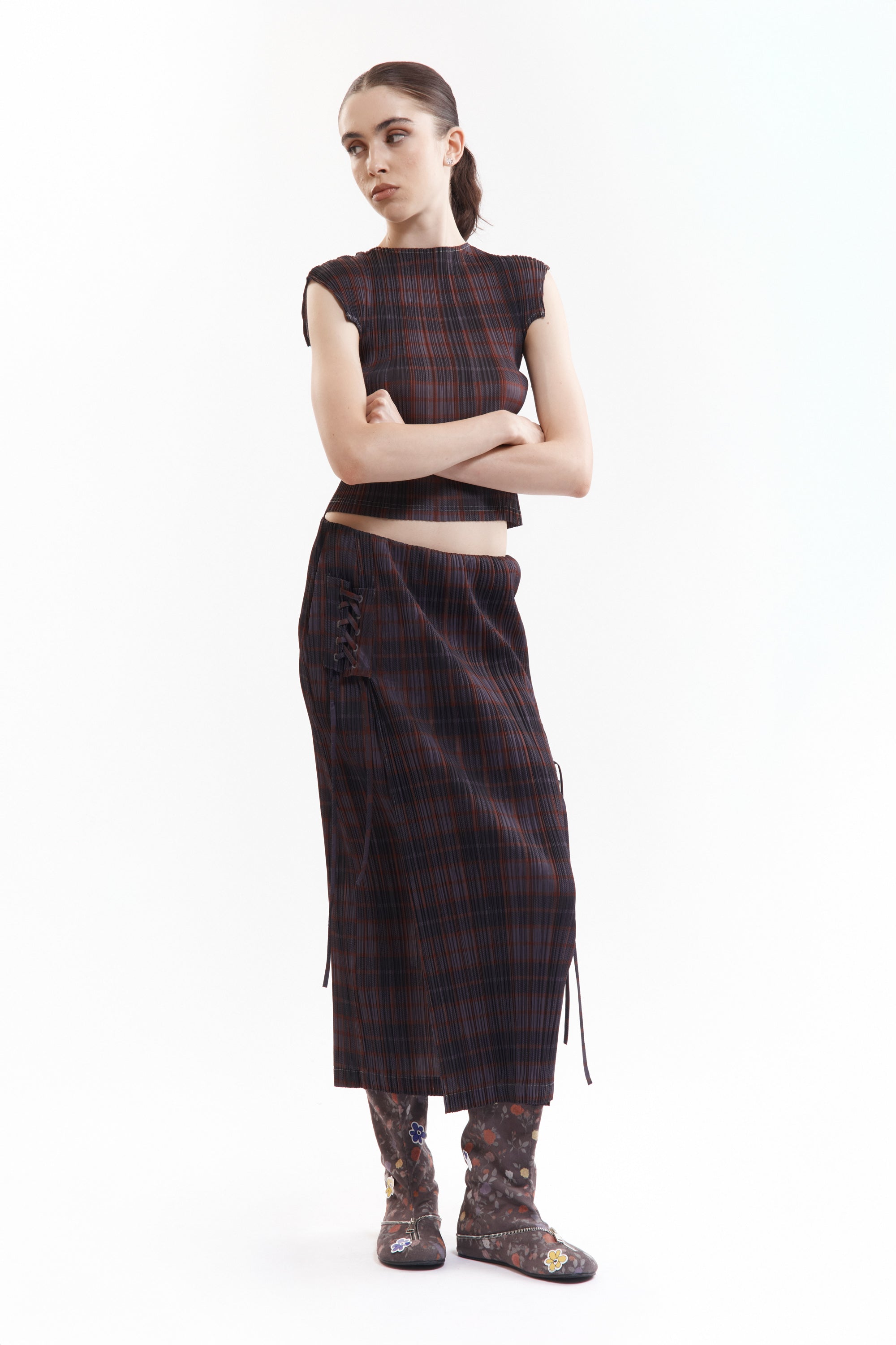 The BODHI PLEATED LONG SKIRT available online with global shipping, and in PAM Stores Melbourne and Sydney.