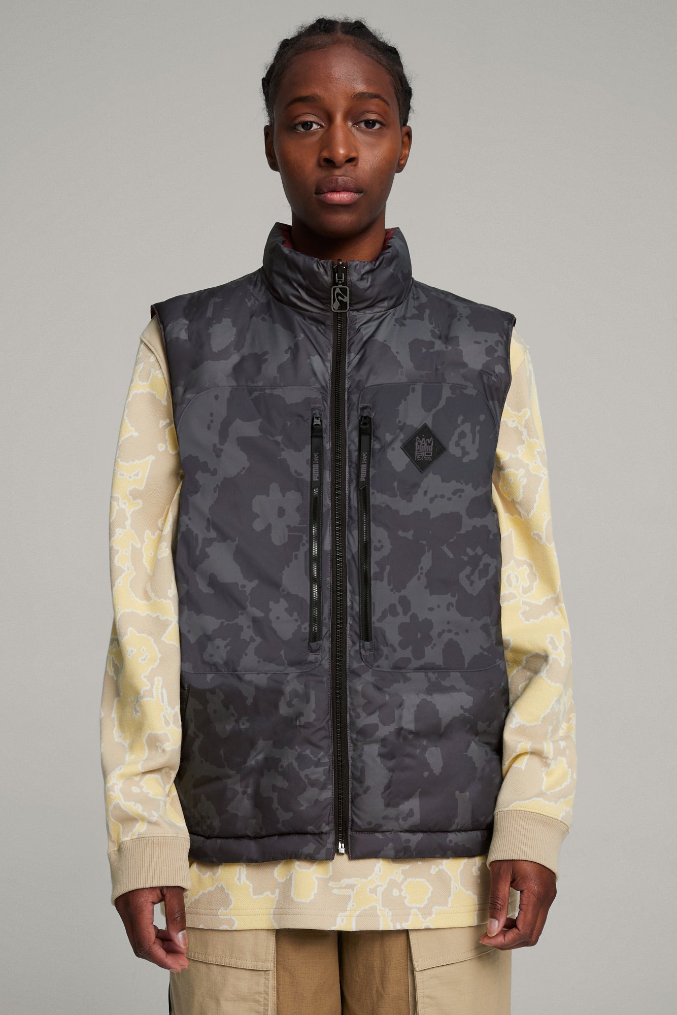 The PUMA X P.A.M. PADDED VEST  available online with global shipping, and in PAM Stores Melbourne and Sydney.