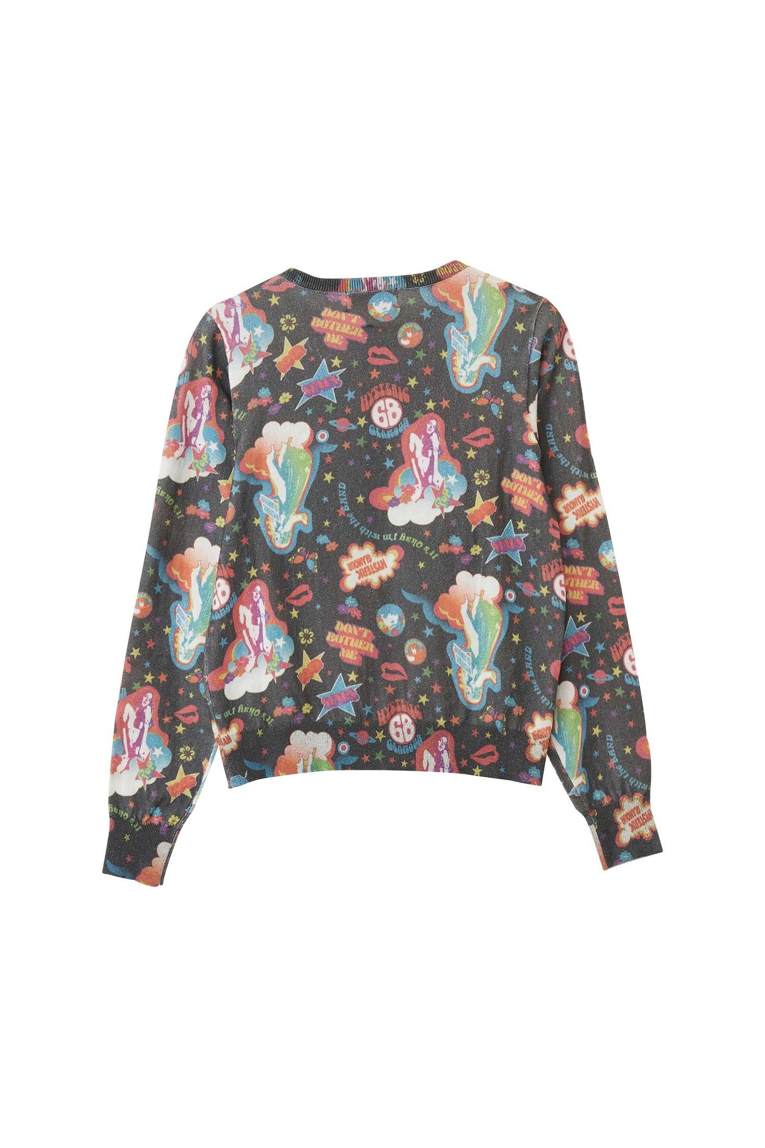 The HYSTERIC 68 PATTERNED CARDIGAN BLACK available online with global shipping, and in PAM Stores Melbourne and Sydney.