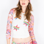 The HYSTERIC 68 PATTERNED 3/4 SLEEVE PULLOVER PINK available online with global shipping, and in PAM Stores Melbourne and Sydney.