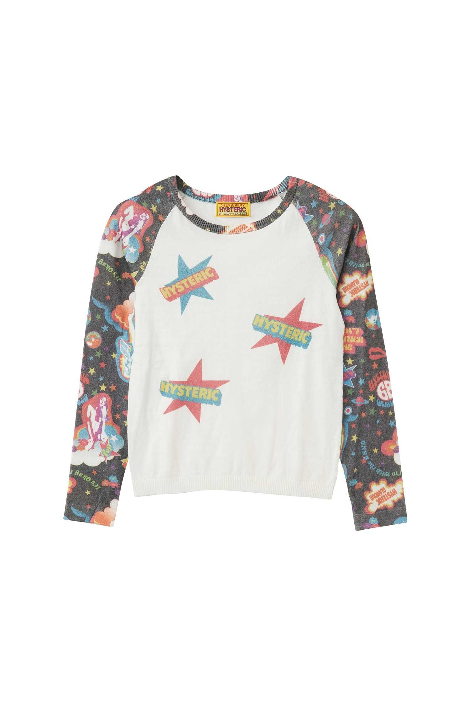 The HYSTERIC 68 PATTERNED 3/4 SLEEV PULLOVER BLACK available online with global shipping, and in PAM Stores Melbourne and Sydney.