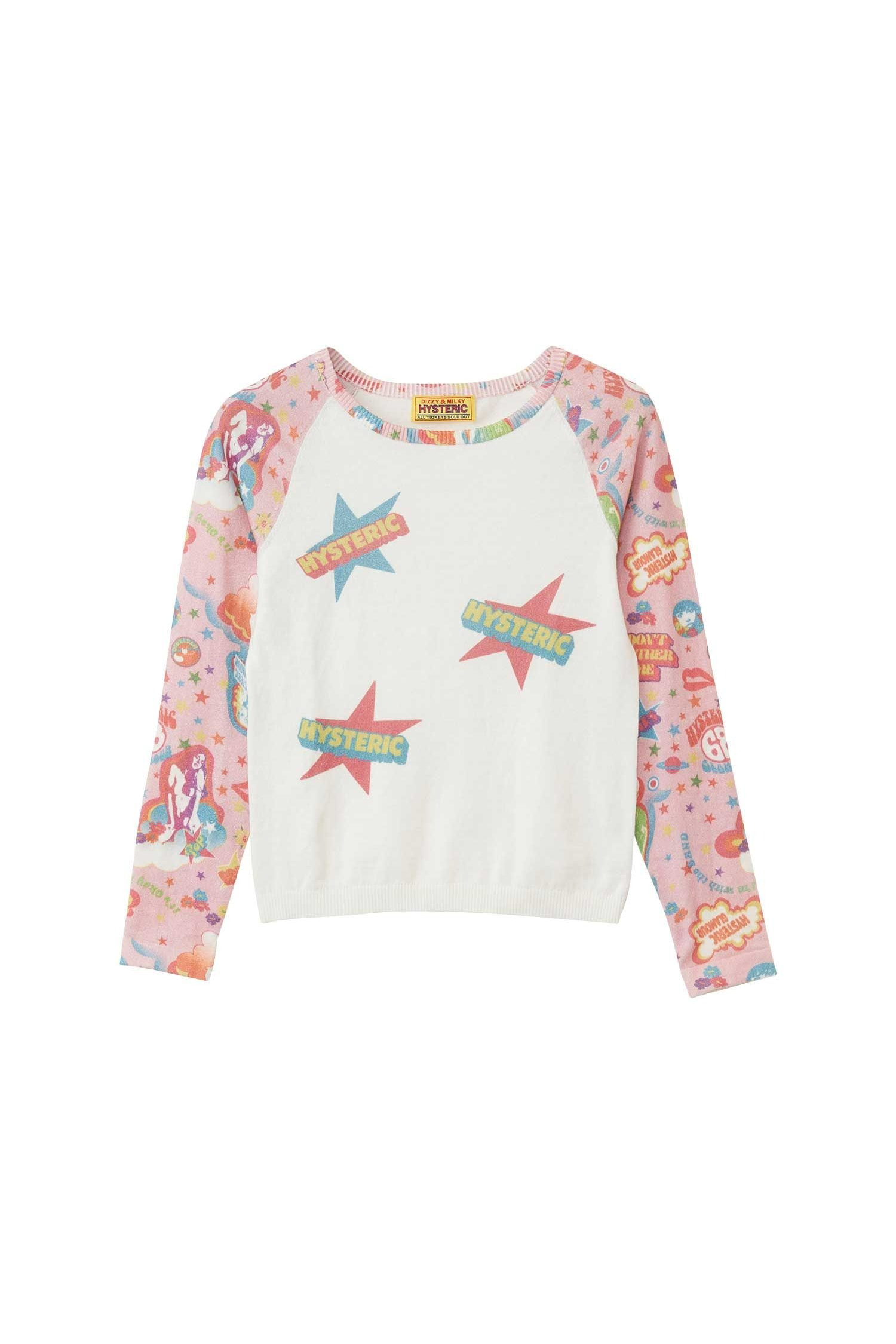 The HYSTERIC 68 PATTERNED 3/4 SLEEVE PULLOVER PINK available online with global shipping, and in PAM Stores Melbourne and Sydney.