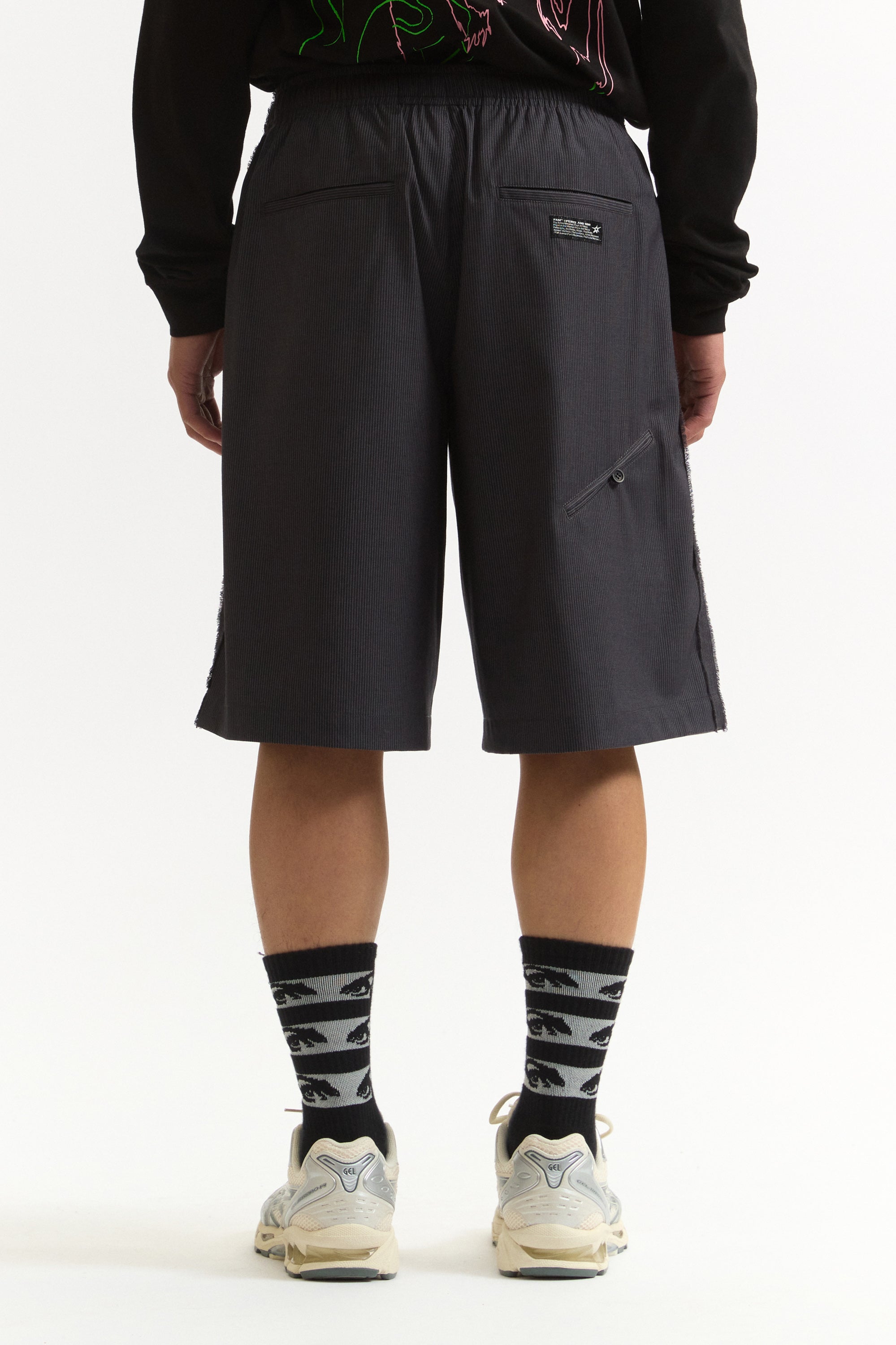 The PINSTRIPED A RUSSELL SHORTS available online with global shipping, and in PAM Stores Melbourne and Sydney.