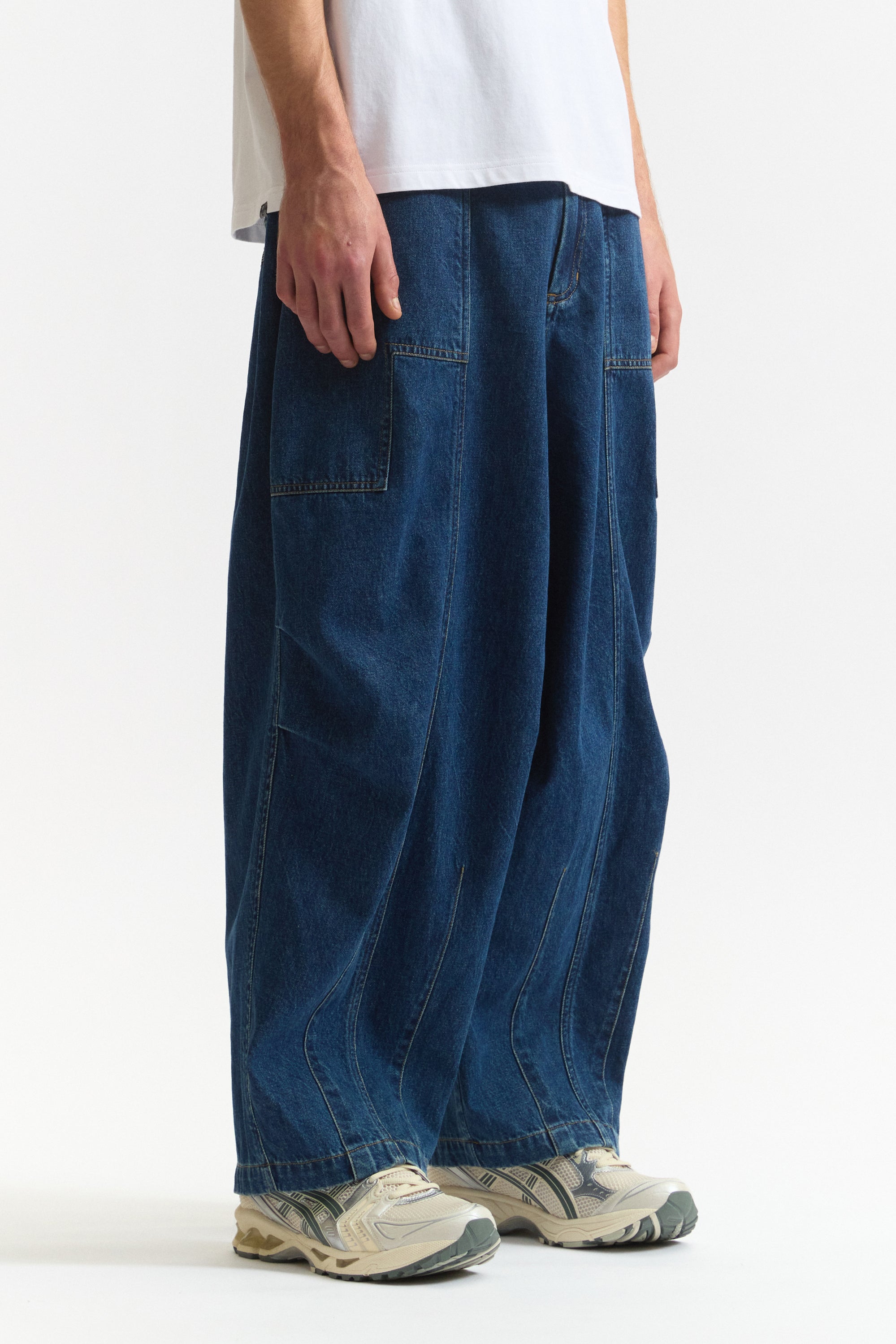 The DENIM PONDERING PANTS available online with global shipping, and in PAM Stores Melbourne and Sydney.