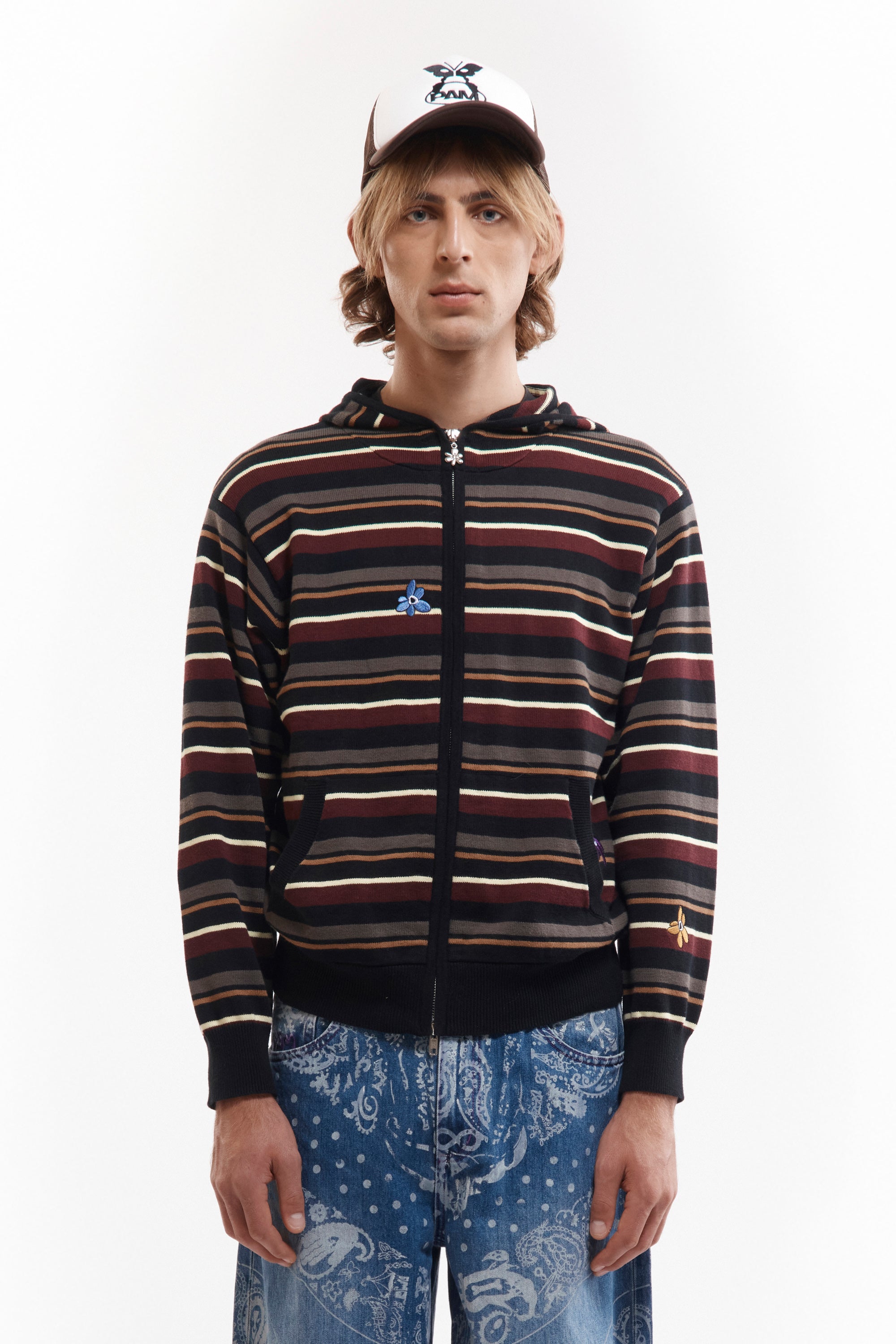 The NAMES GO BY HOODED ZIP THRU KNIT available online with global shipping, and in PAM Stores Melbourne and Sydney.