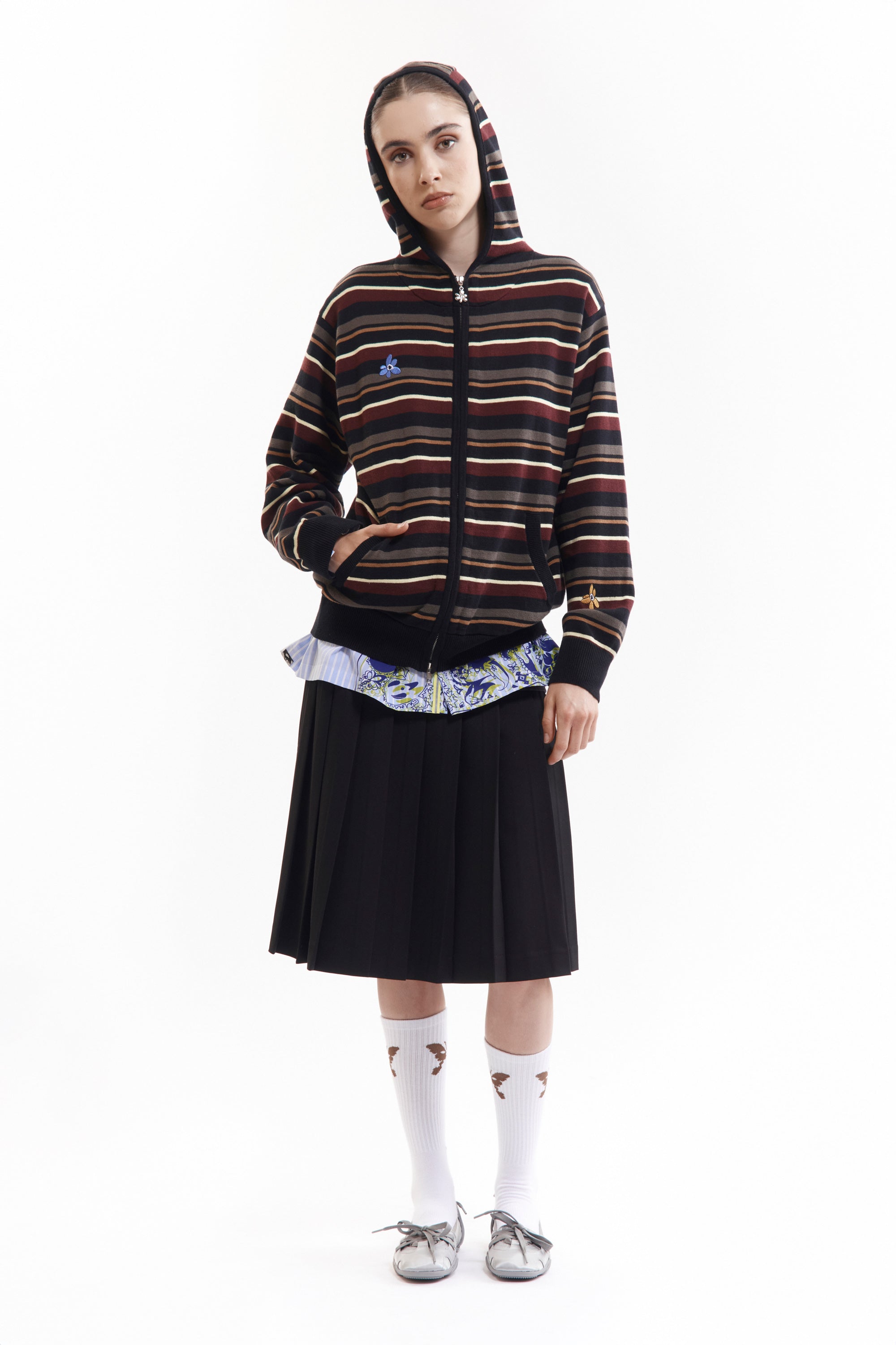 The NAMES GO BY HOODED ZIP THRU KNIT available online with global shipping, and in PAM Stores Melbourne and Sydney.