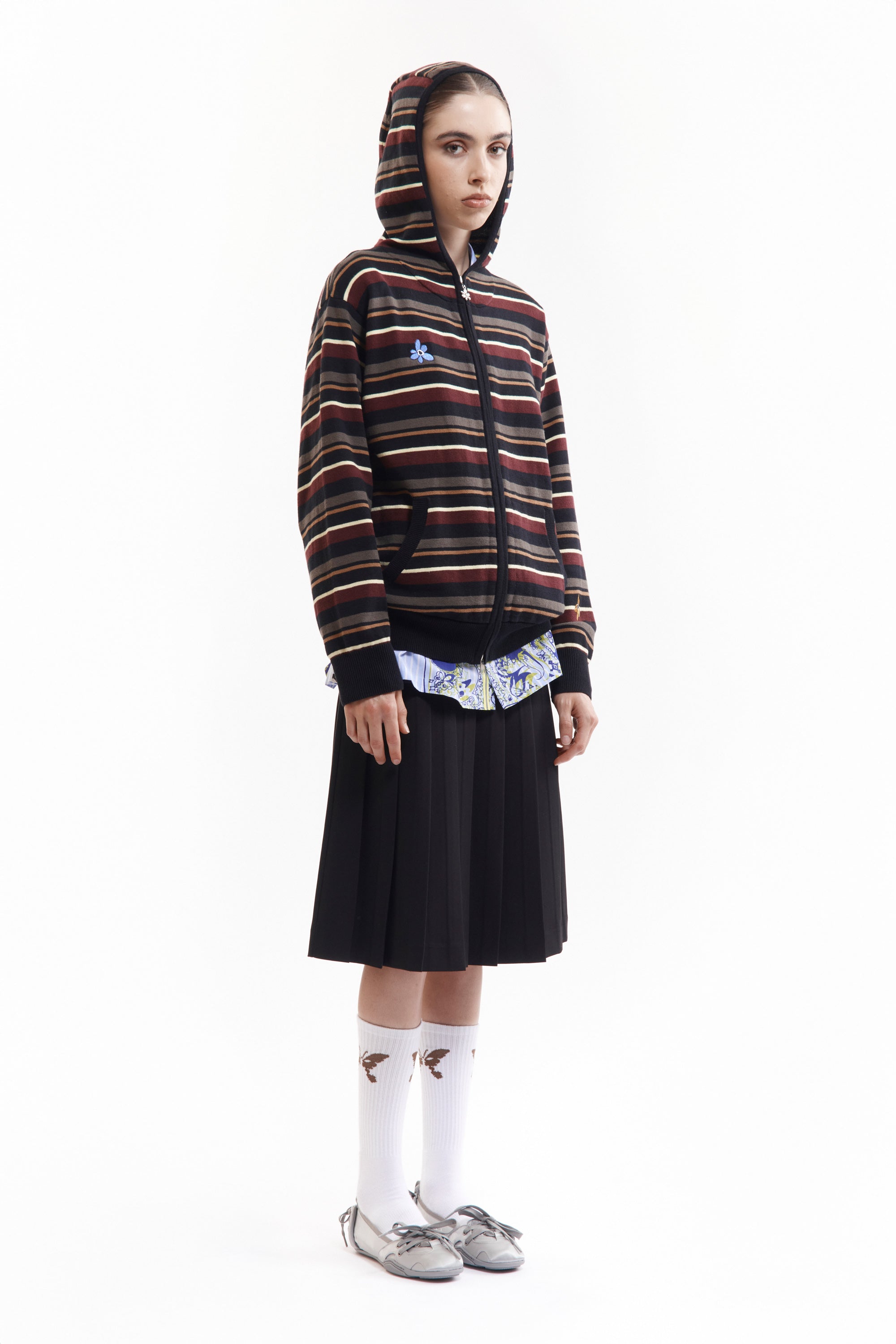 The NAMES GO BY HOODED ZIP THRU KNIT available online with global shipping, and in PAM Stores Melbourne and Sydney.