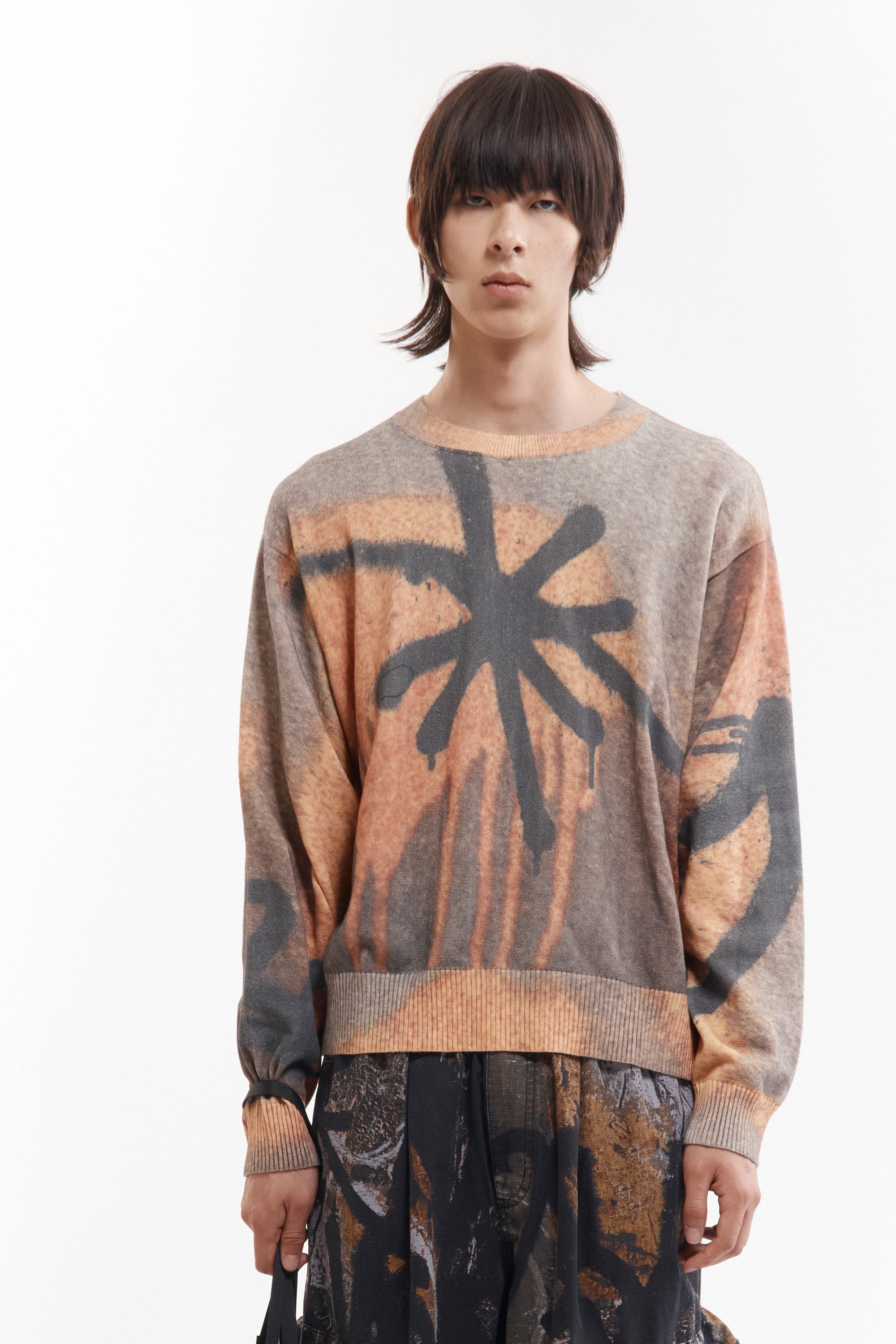 The GETTING OVER PRINTED KNIT CREWNECK available online with global shipping, and in PAM Stores Melbourne and Sydney.