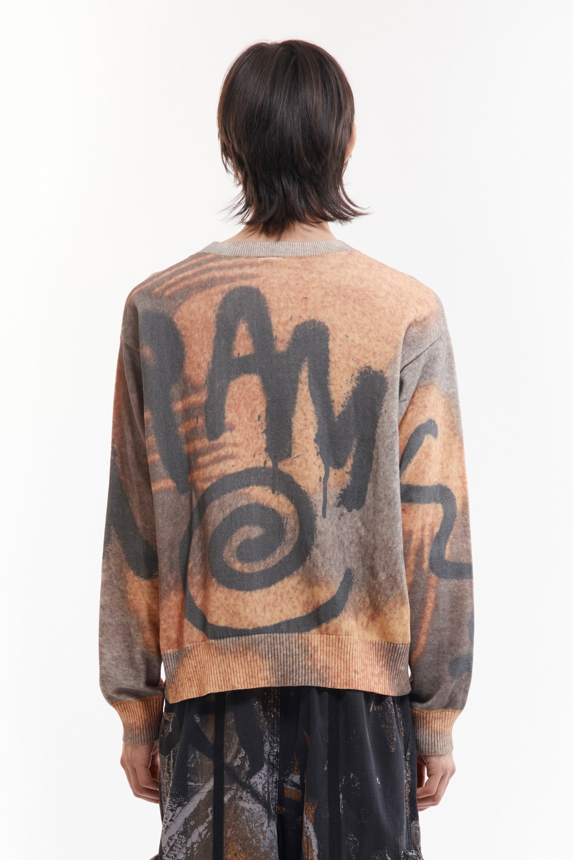 The GETTING OVER PRINTED KNIT CREWNECK available online with global shipping, and in PAM Stores Melbourne and Sydney.