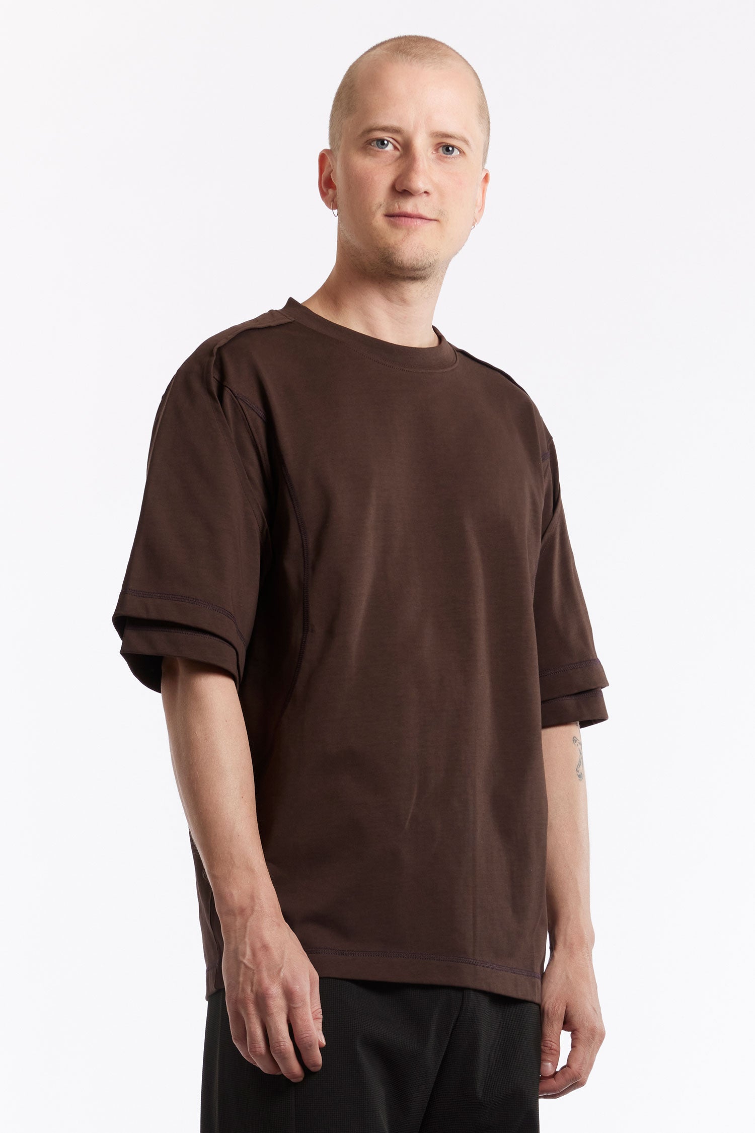 The AFFXWRKS - DUAL SLEEVE SS TEE SHALE BROWN available online with global shipping, and in PAM Stores Melbourne and Sydney.