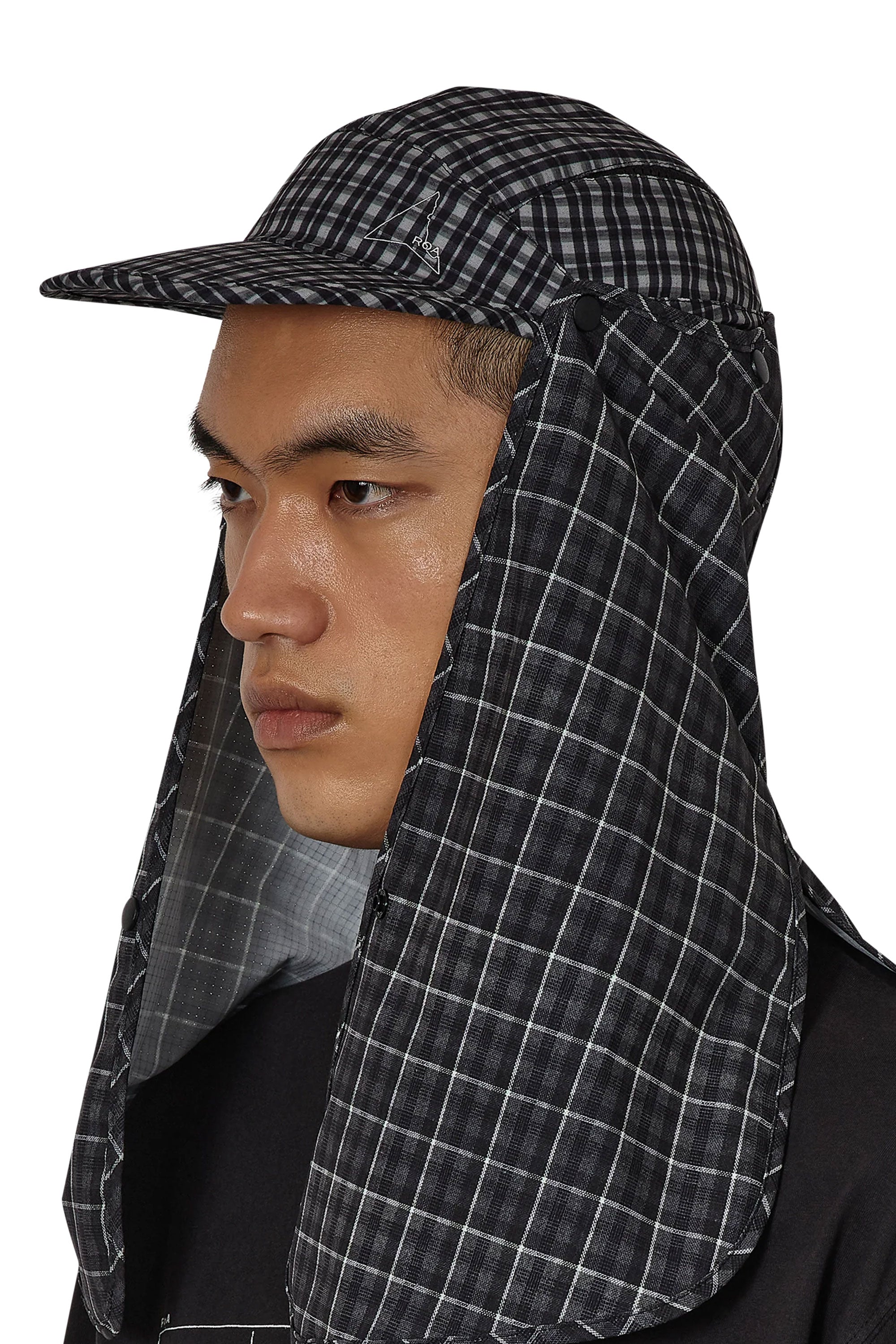 The Aair Floweave Printed Check Desert Cap Anthracite available online with global shipping, and in PAM Stores Melbourne and Sydney.