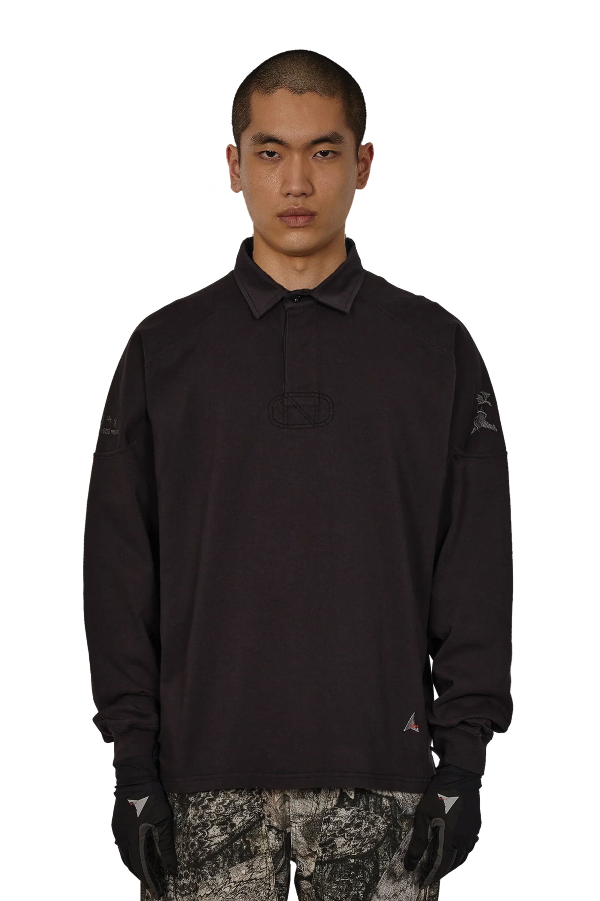 The Astrio Long Sleeve Polo Washed Black available online with global shipping, and in PAM Stores Melbourne and Sydney.