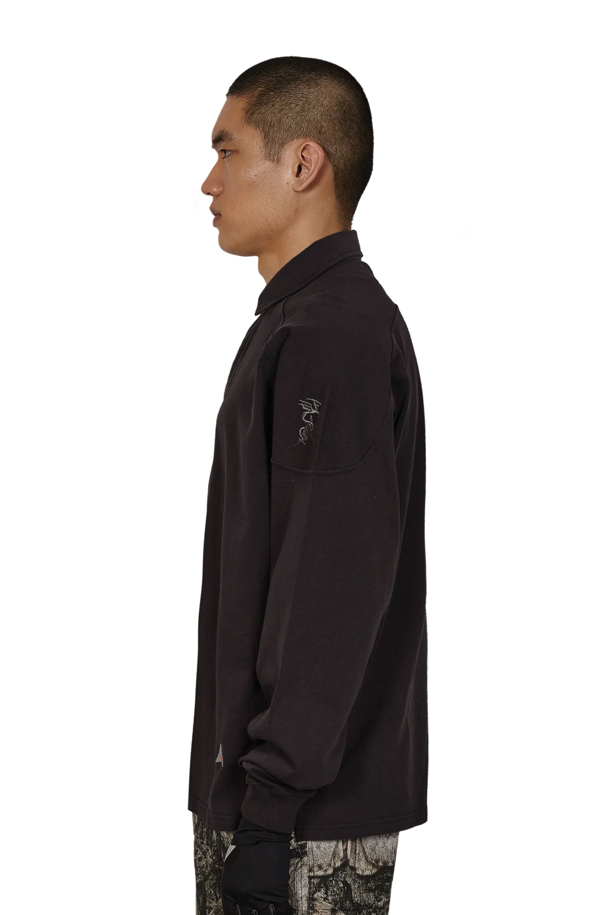 The Astrio Long Sleeve Polo Washed Black available online with global shipping, and in PAM Stores Melbourne and Sydney.