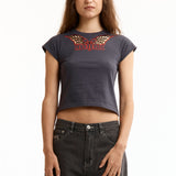 The BAT WEB EMBROIDERED CROPPED WOMEN'S TEE BLACK available online with global shipping, and in PAM Stores Melbourne and Sydney.