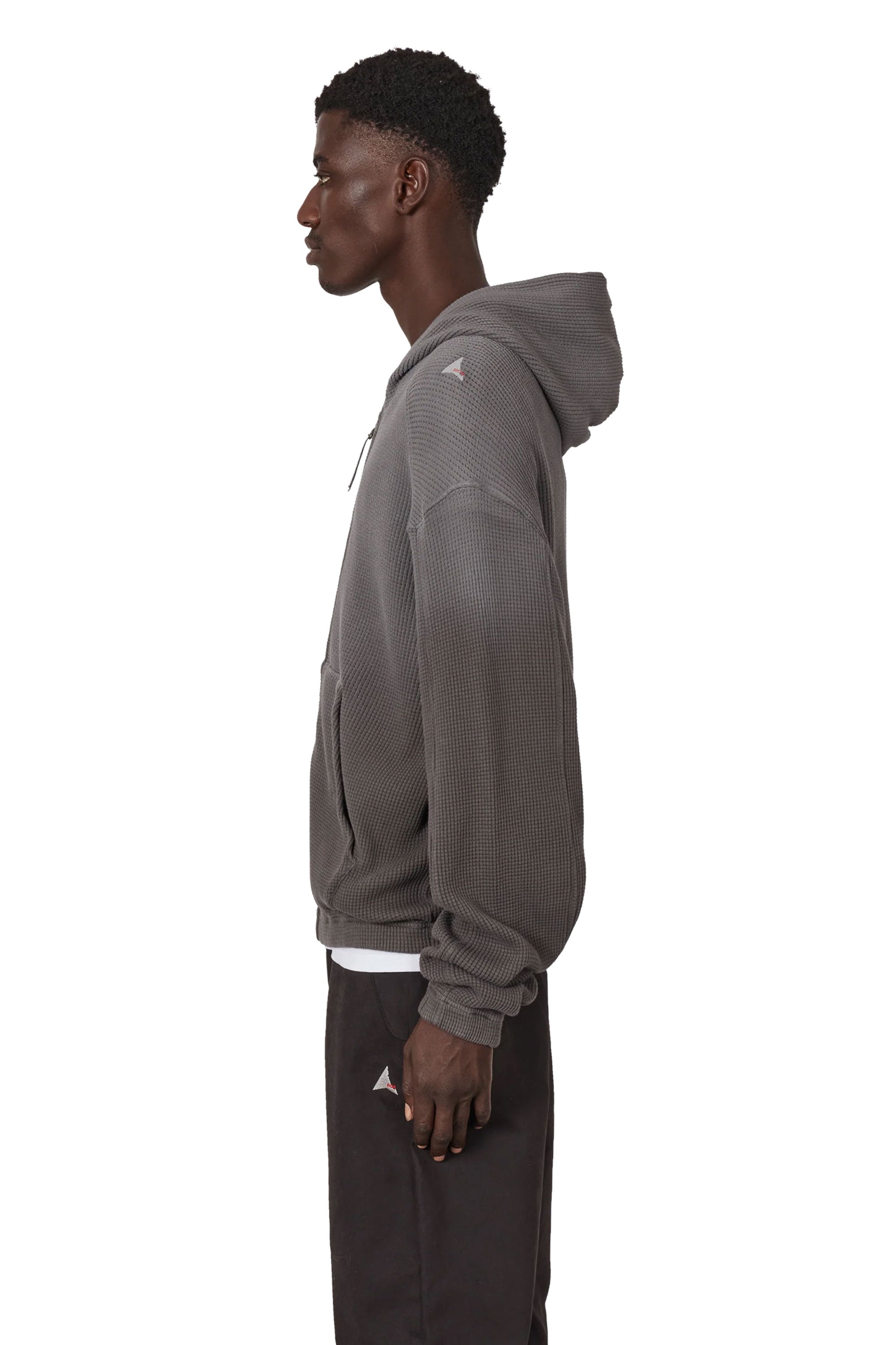 The Bee Sun Faded Organic Waffle Zip Up Hoodie Graphite available online with global shipping, and in PAM Stores Melbourne and Sydney.