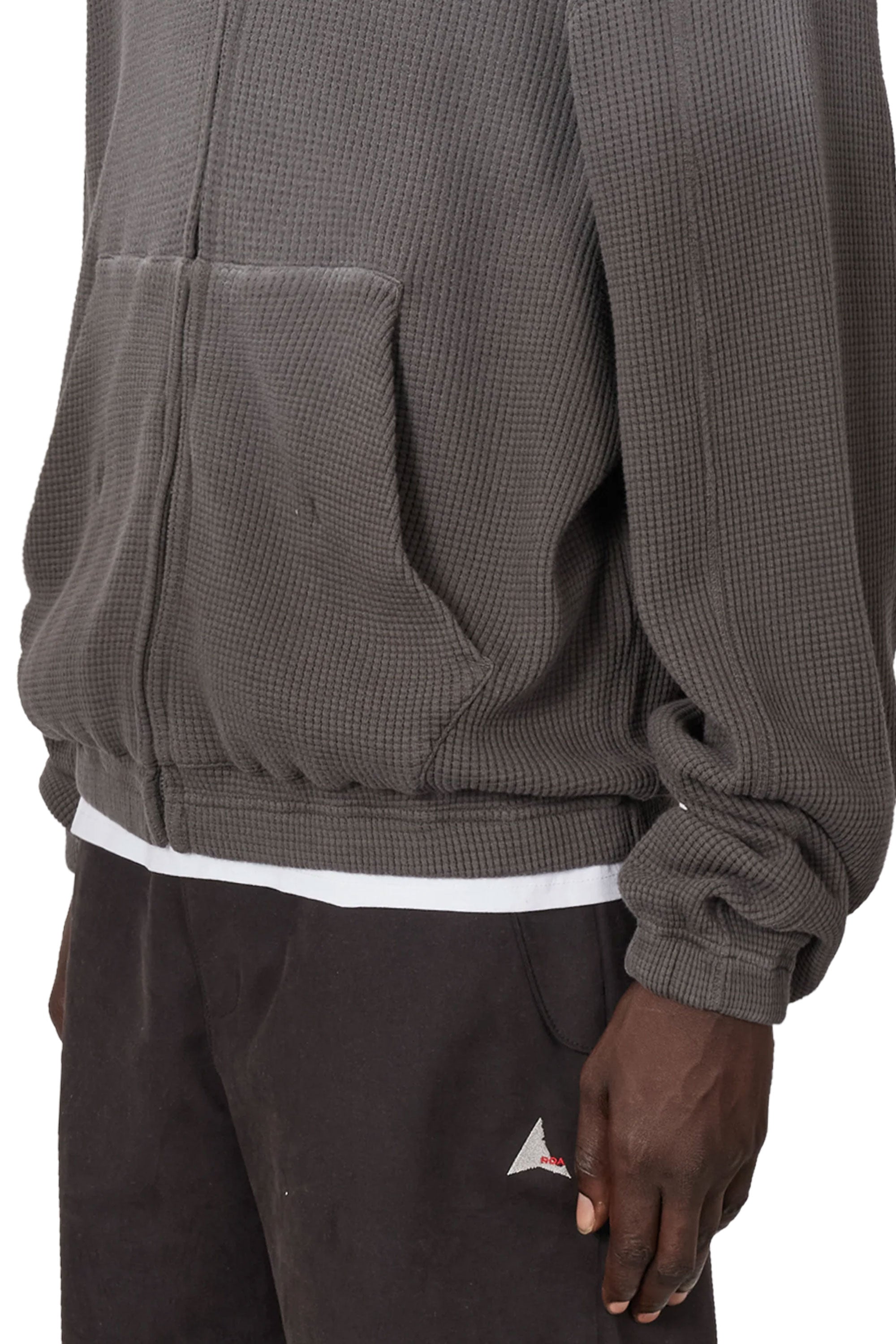 The Bee Sun Faded Organic Waffle Zip Up Hoodie Graphite available online with global shipping, and in PAM Stores Melbourne and Sydney.